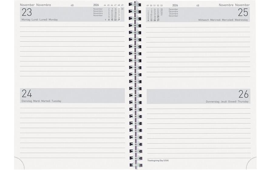 Biella Geschäftsagenda Bi Jour, Wire-O 2 T/1S, 14.5 x 20.5 cm