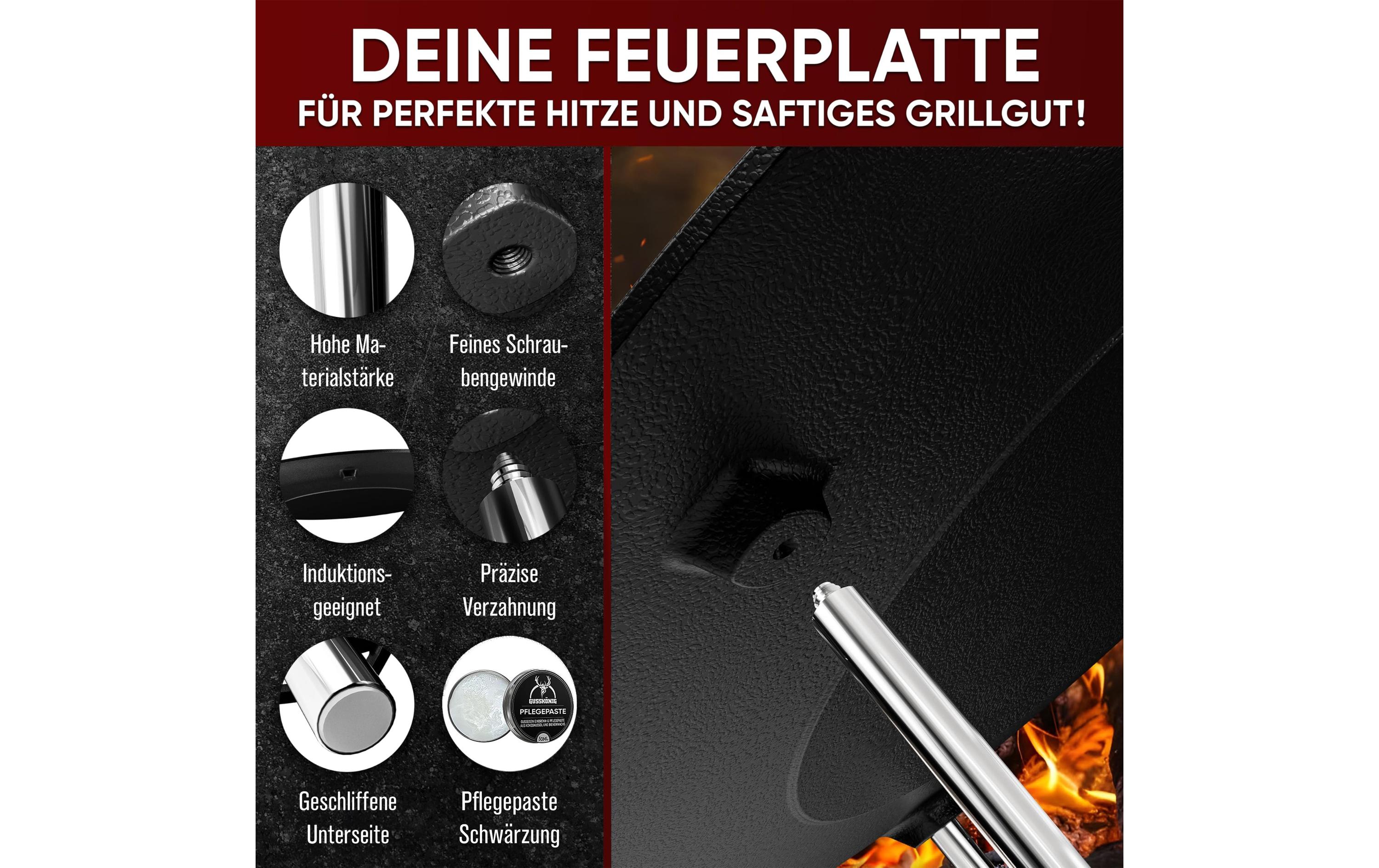 Gusskoenig Runde eingebrannte Grillplatte 42 cm