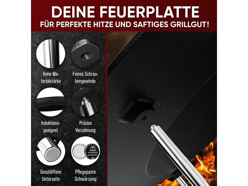 Gusskoenig Runde eingebrannte Grillplatte 42 cm