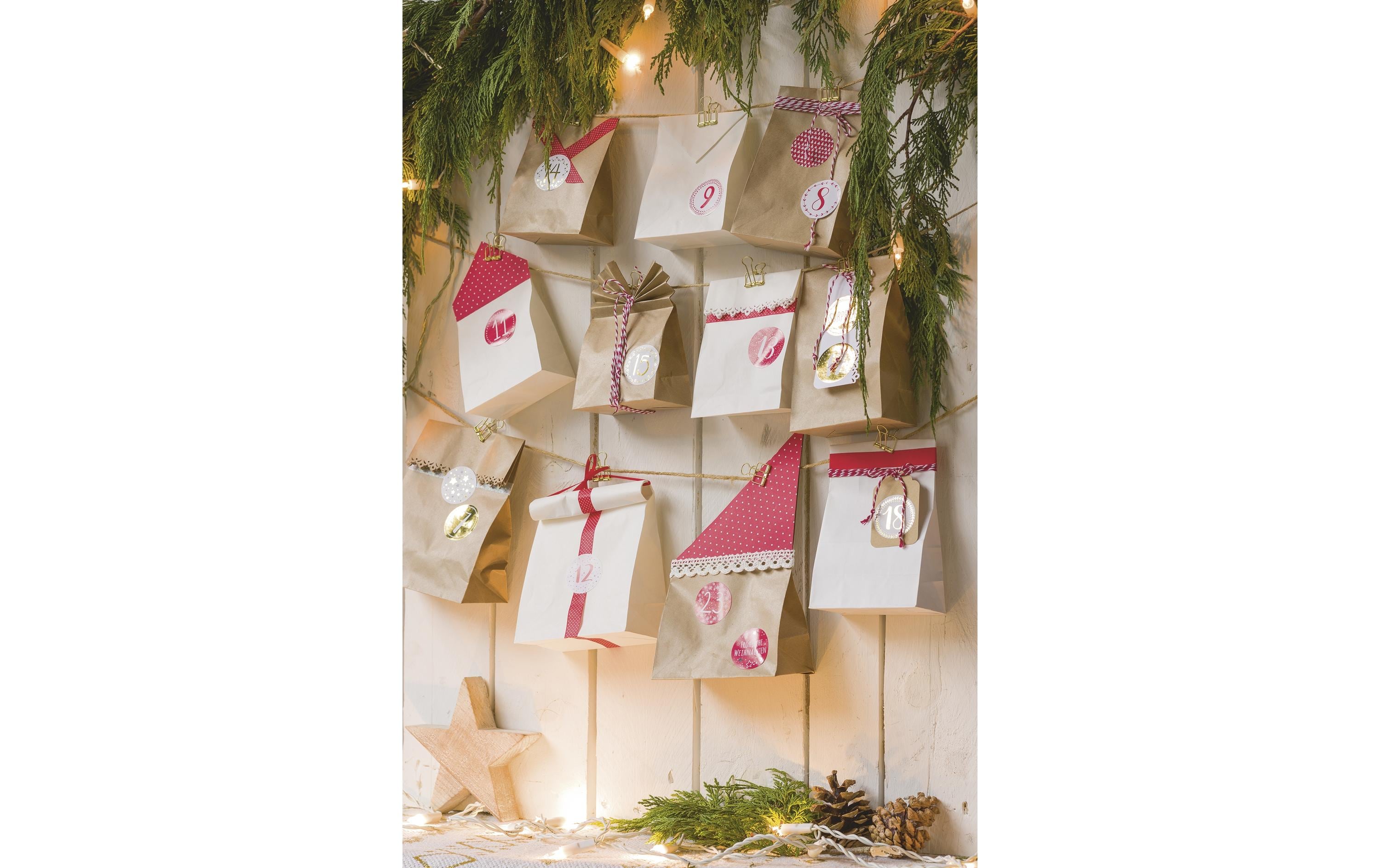 Heyda Adventskalender Beutel Weiss 21 x 12 x 6 cm, 25 Stück