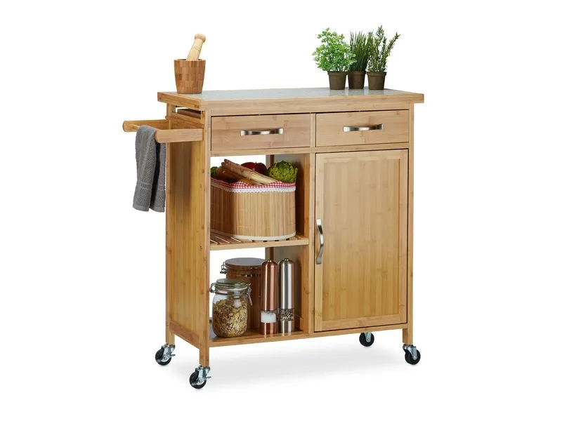 relaxdays Küchenwagen 85.5 x 89.5 x 36 cm, Braun/Grau relaxdays Küchenwagen 85.5 x 89.5 x 36 cm, Braun/Grau