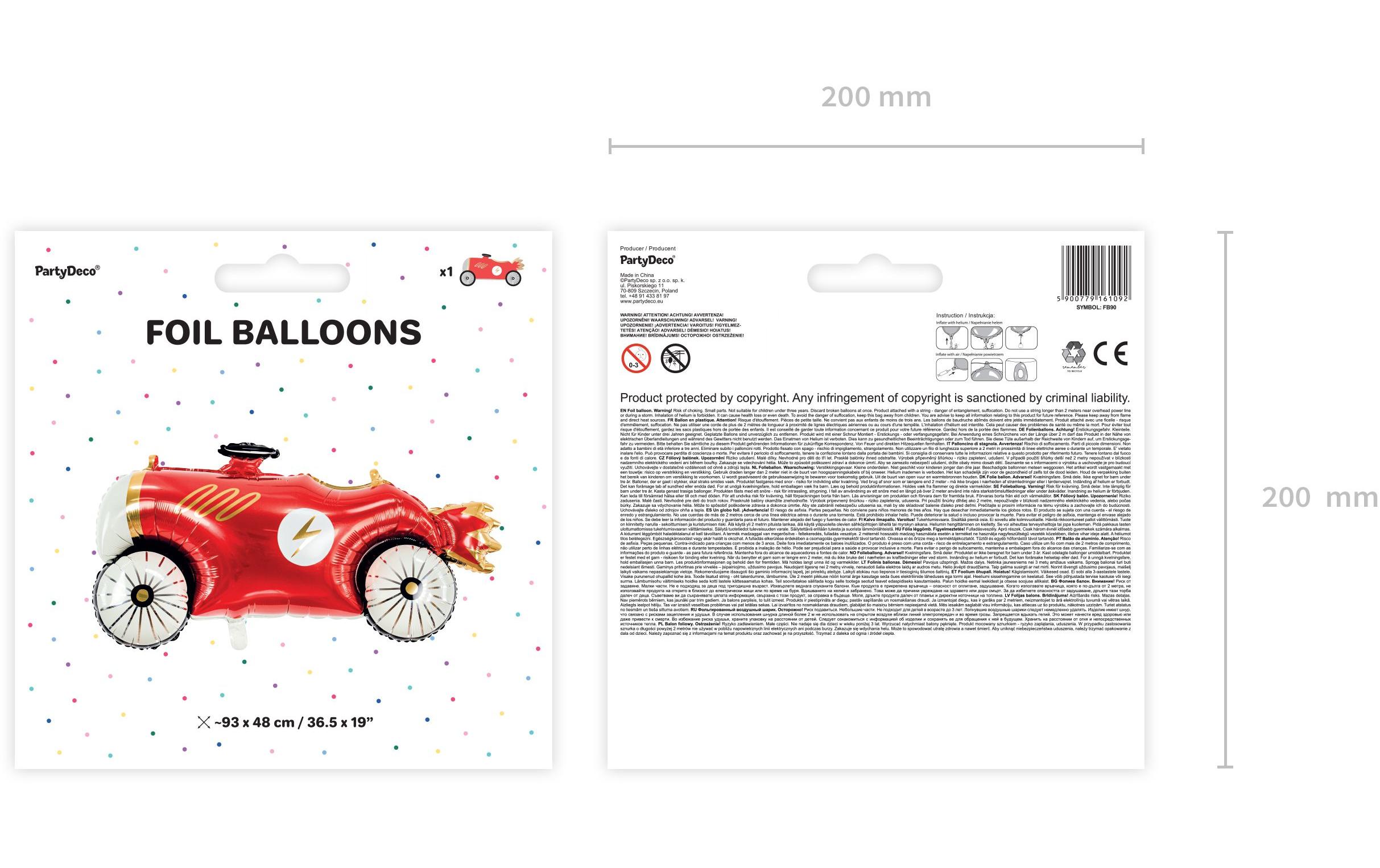 Partydeco Folienballon Car Rot