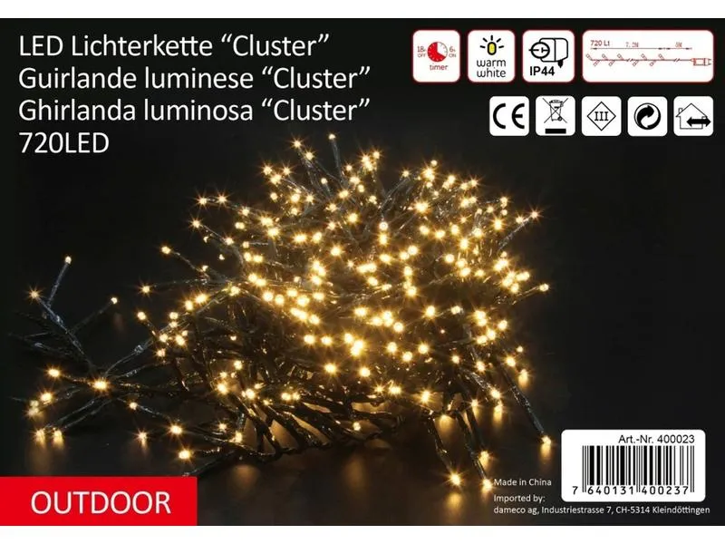 Dameco LED-Lichterkette Cluster 720 LED, 7.2 m, Outdoor Dameco LED-Lichterkette Cluster 720 LED, 7.2 m, Outdoor