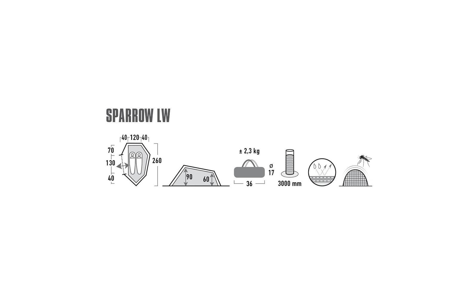 High Peak Tunnelzelt Zelt High Peak Sparrow LW 2 Personen