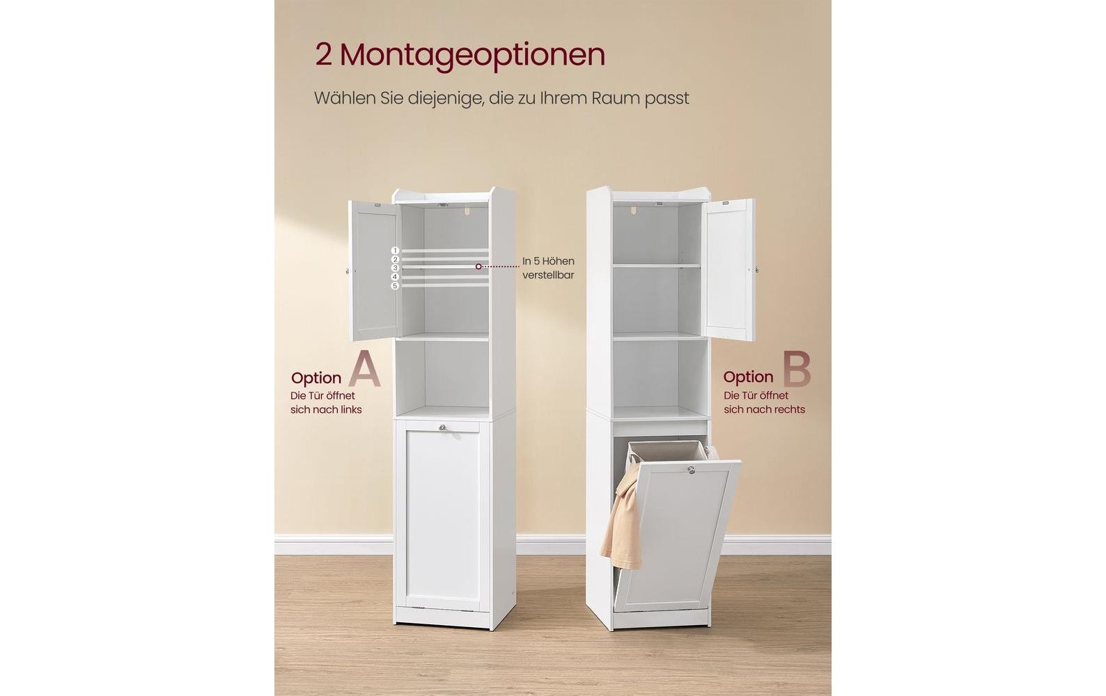 VASAGLE Badezimmerregal 40 x 170 cm, Weiss