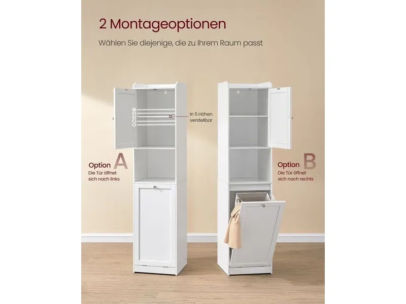 VASAGLE Badezimmerregal 40 x 170 cm, Weiss