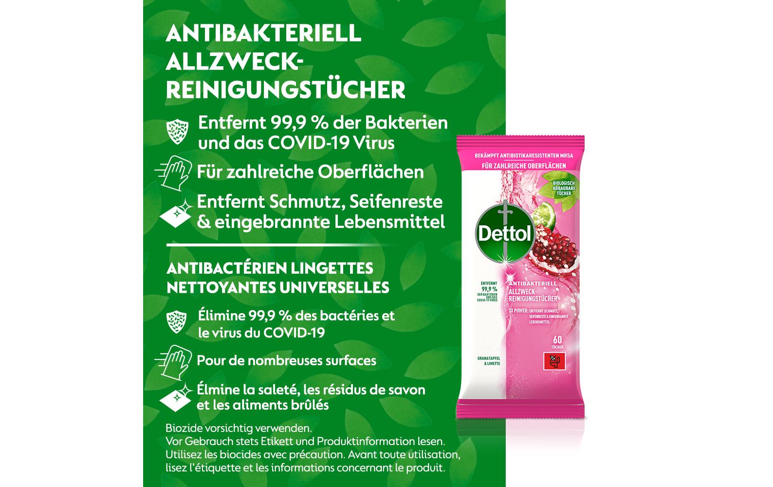 Dettol Allzweck-Reinigungstücher Granatapfel & Limette 60 Stück