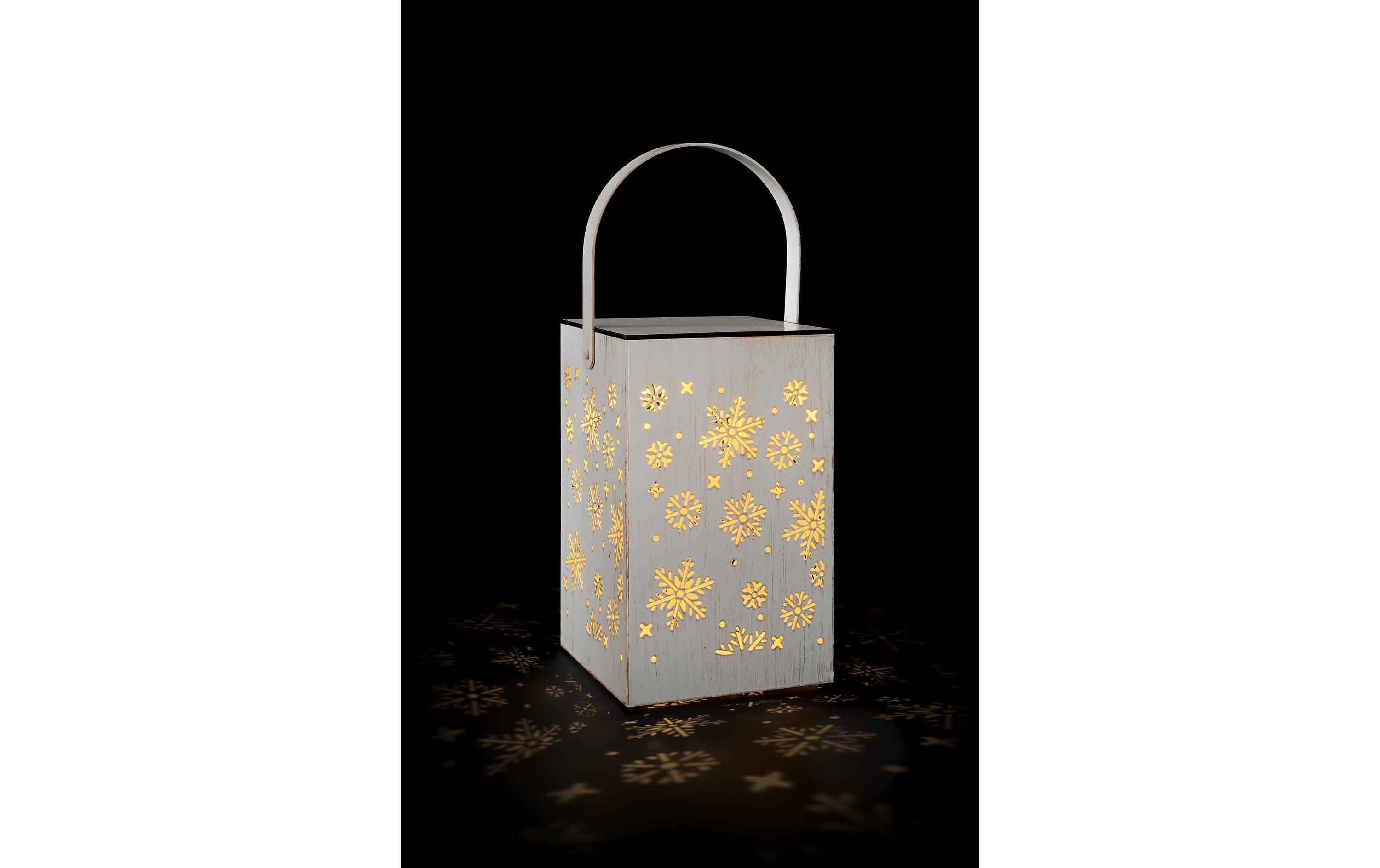 STT Laterne Snowflake Recharge USB, 24.5 cm, Weiss/Gold