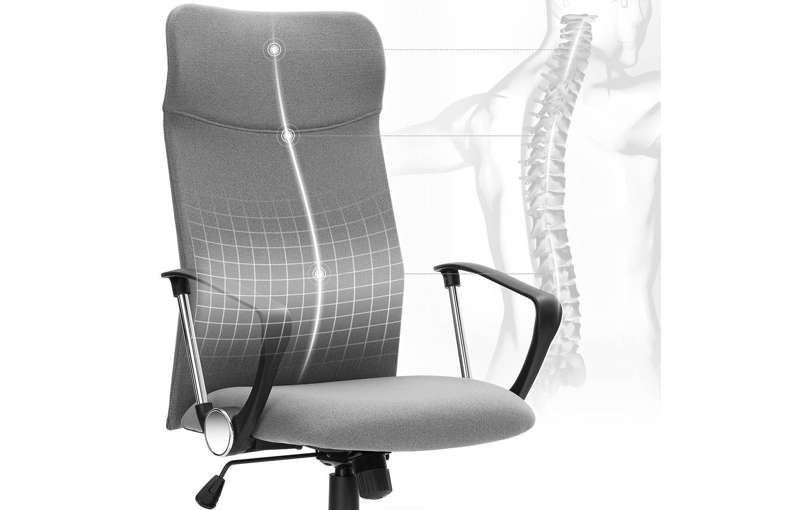 Songmics Bürostuhl mit Polsterrücken und Armlehnen, Grau