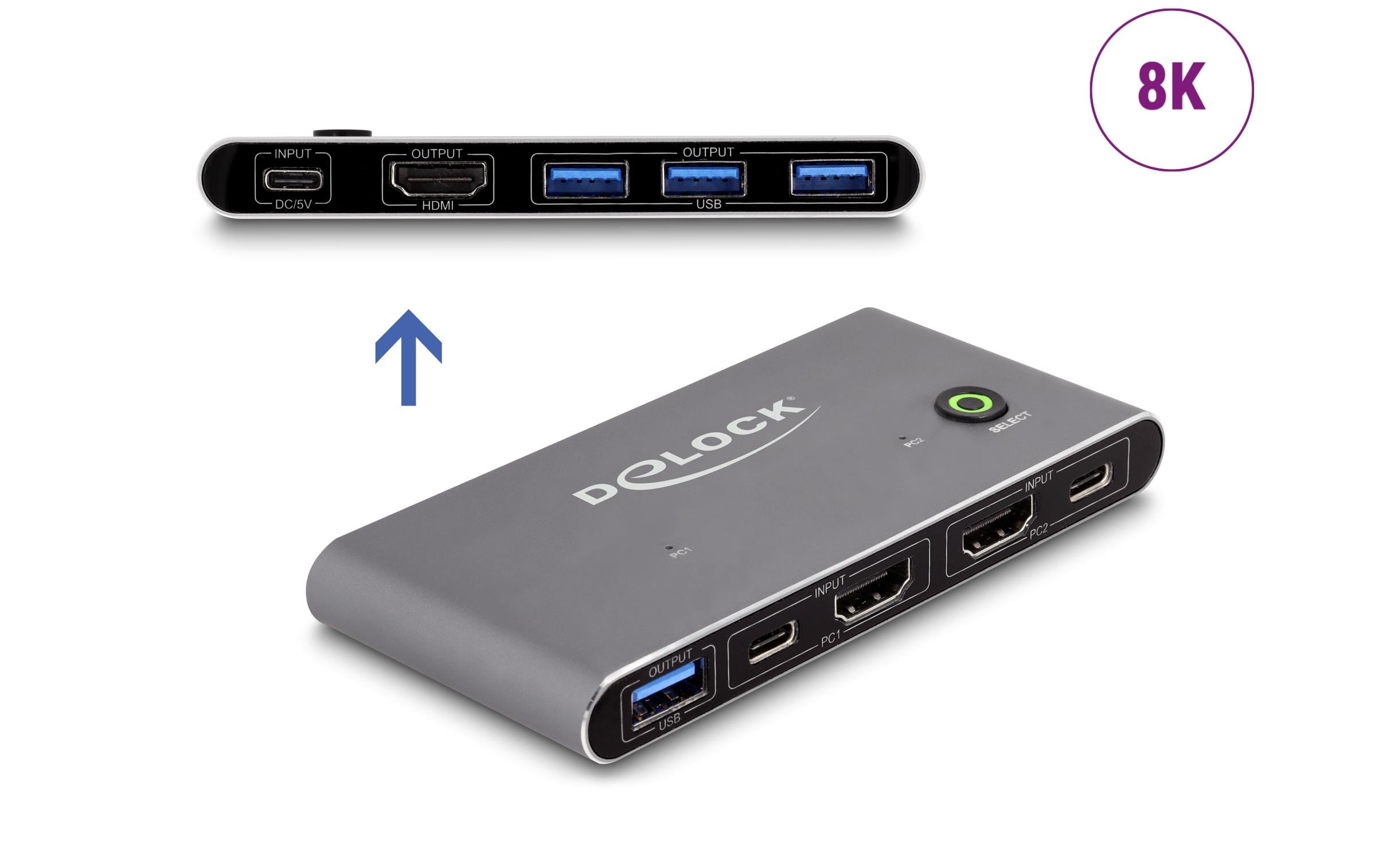 Delock KVM Switch HDMI 8K 60 Hz mit USB 5 Gbps Delock KVM Switch HDMI 8K 60 Hz mit USB 5 Gbps