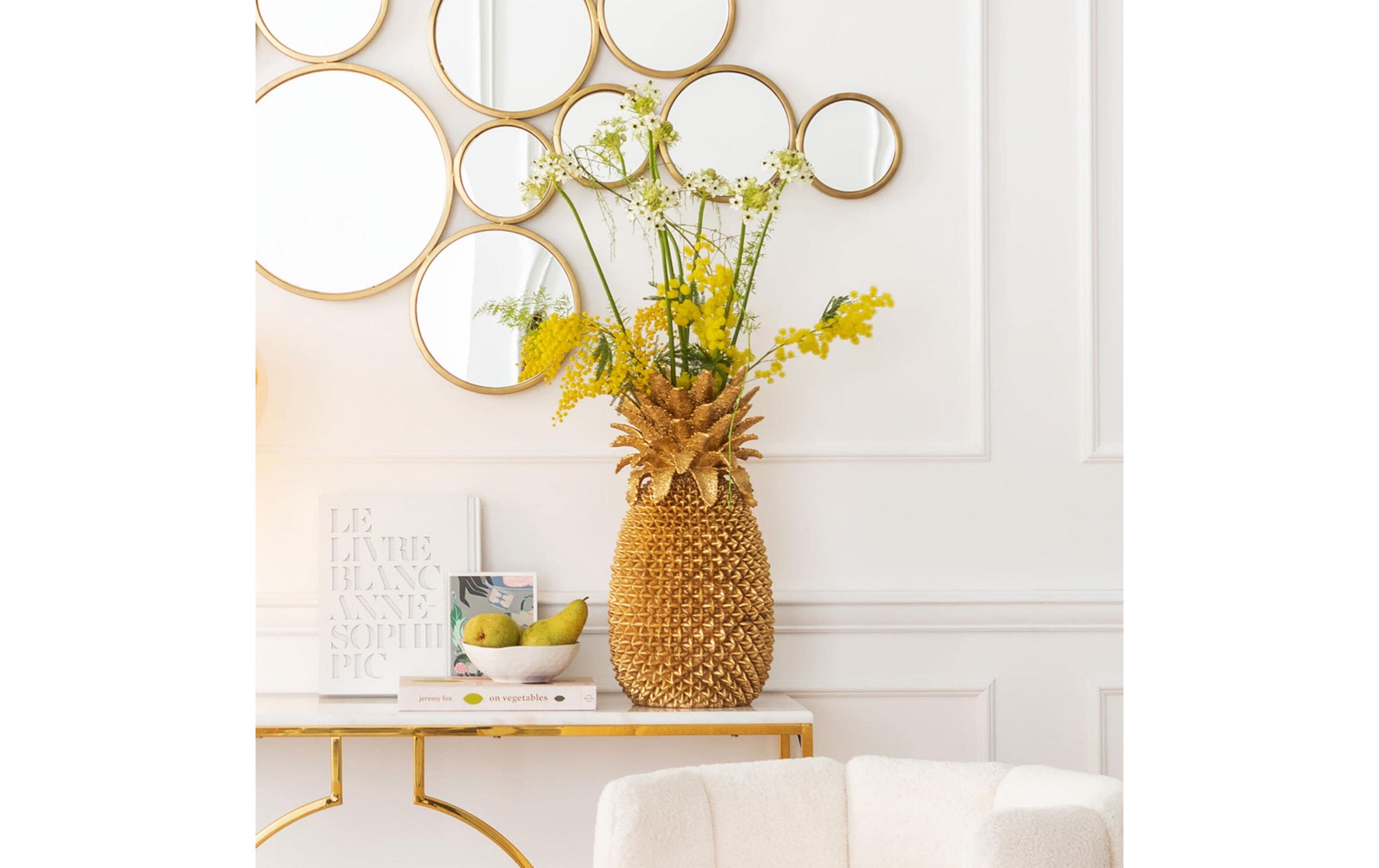 Kare Vase Pineapple 50 cm, Gold