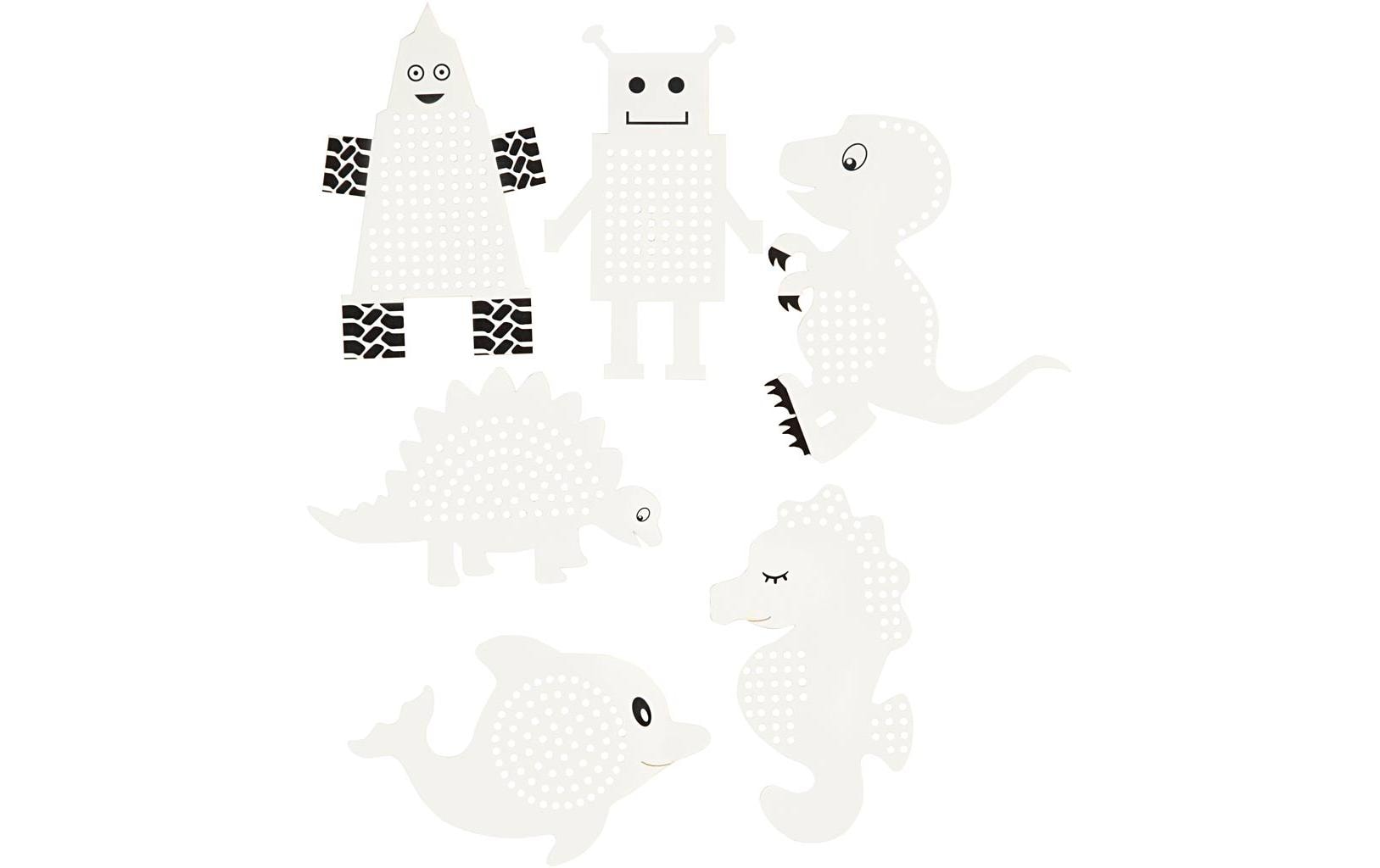 Creativ Company Stickkarton Roboter & Tiere 18 Blatt, Weiss Creativ Company Stickkarton Roboter & Tiere 18 Blatt, Weiss