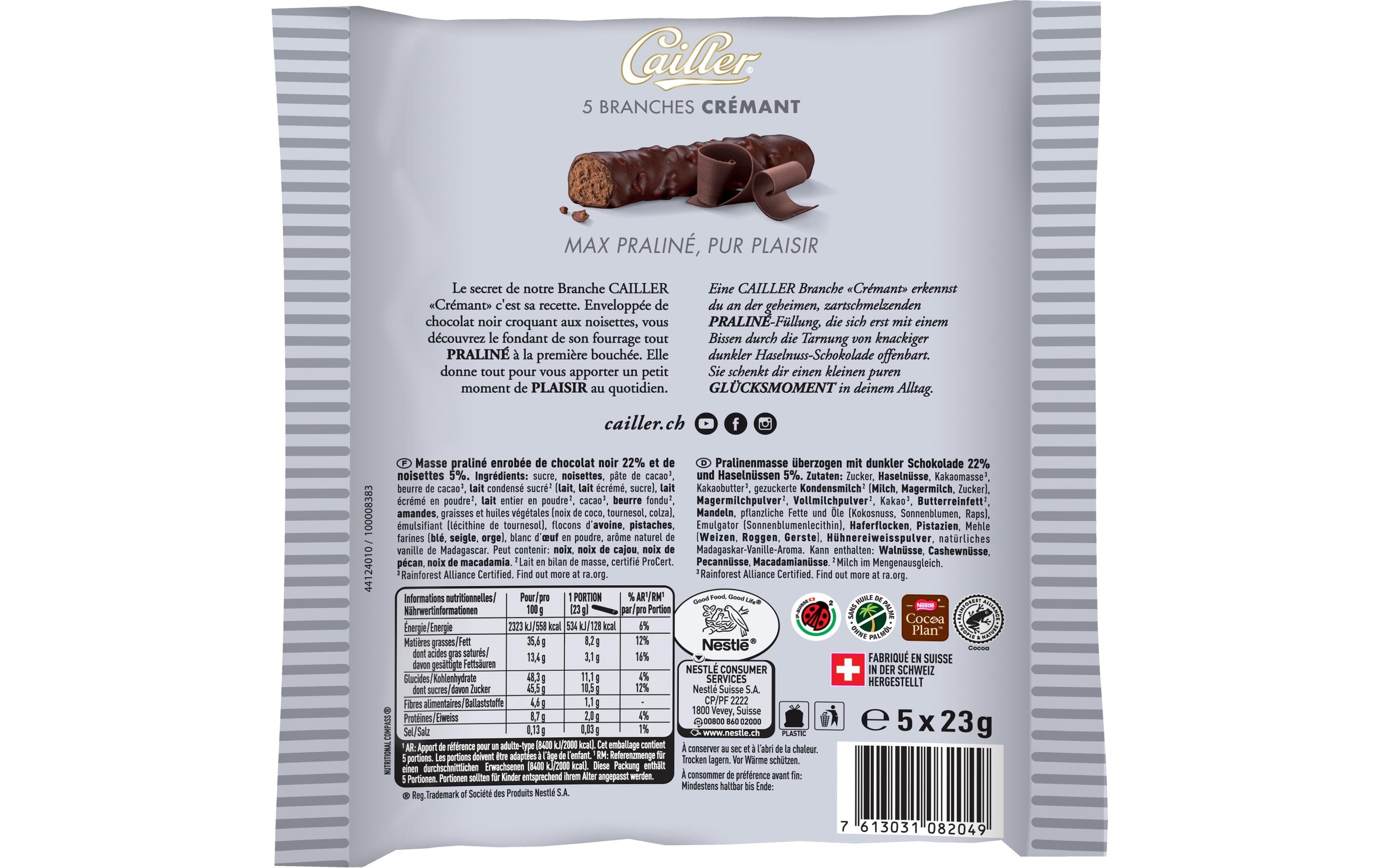 Cailler Riegel Branche Crémant 5 x 23 g