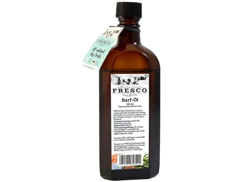 FRESCO Hunde-Nahrungsergänzung Trockenbarf Öl, 250 ml FRESCO Hunde-Nahrungsergänzung Trockenbarf Öl, 250 ml