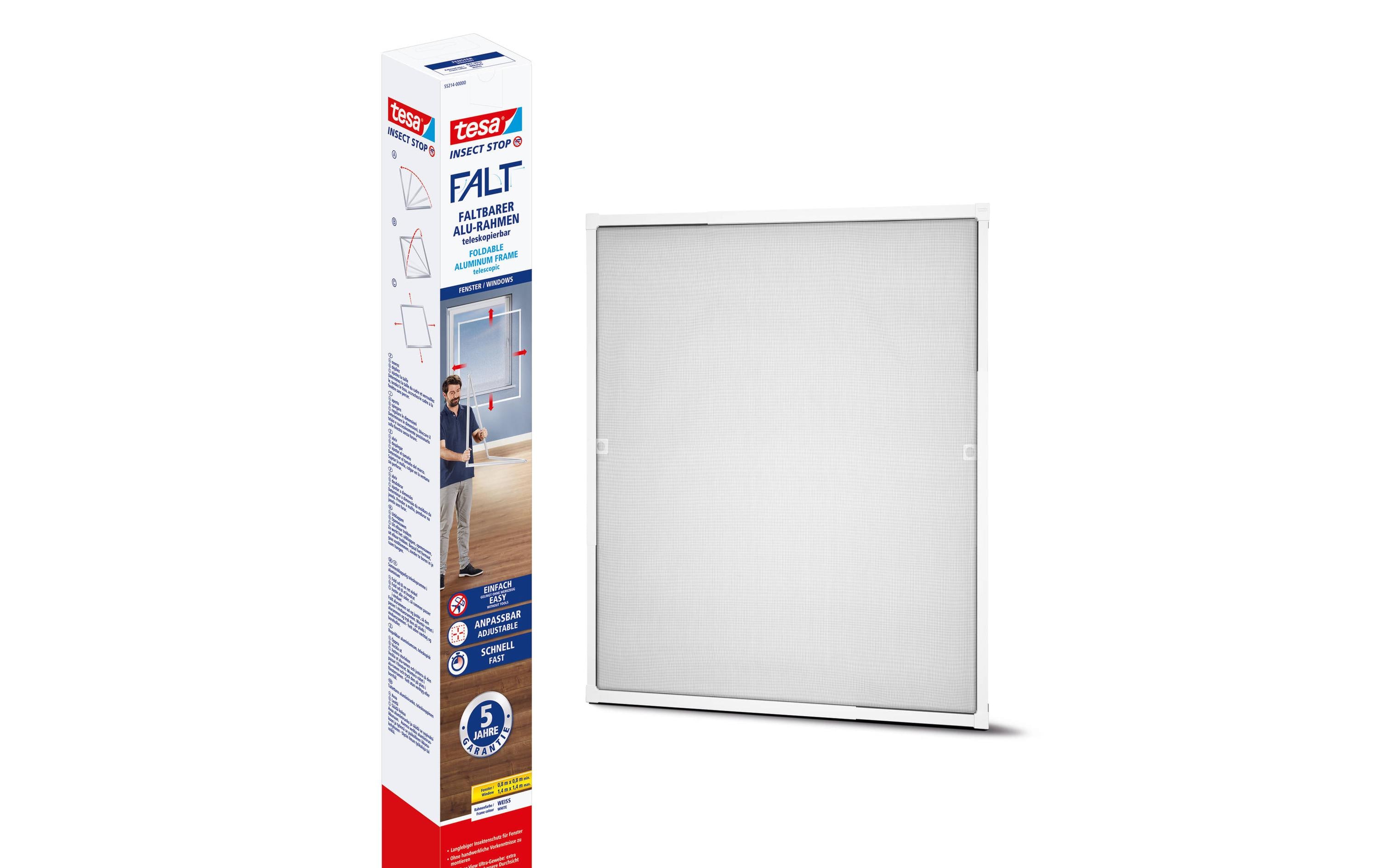 tesa Grössenverstellbares Fliegengitter FALT Fenster, Weiss tesa Grössenverstellbares Fliegengitter FALT Fenster, Weiss