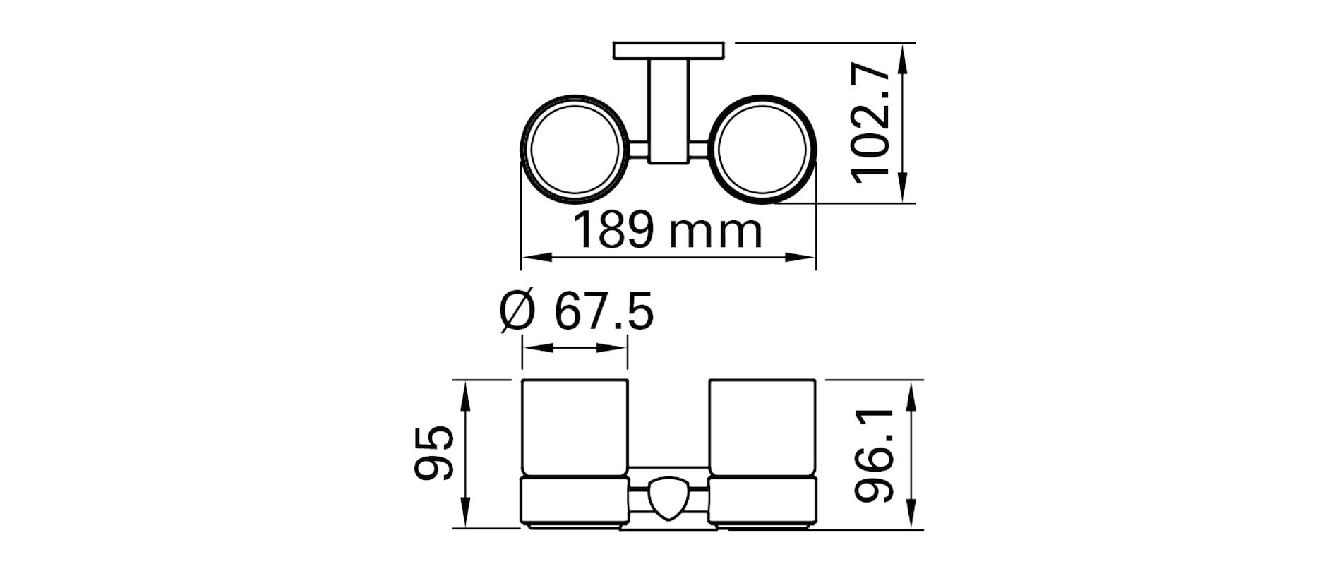 BIASCA Glashalter schwarz matt, doppel BIASCA Glashalter schwarz matt, doppel