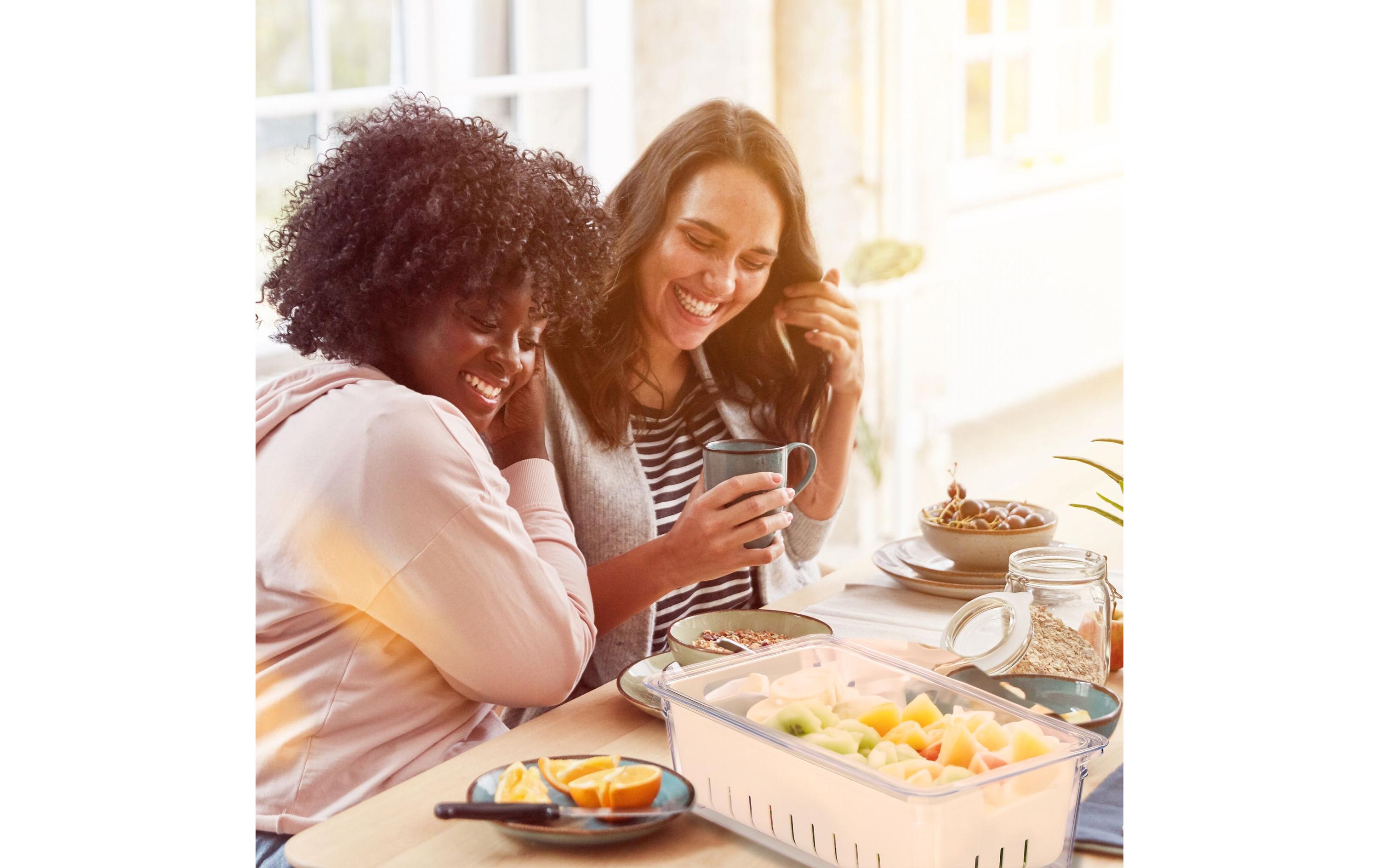 relaxdays Kühlschrankorganizer 600 g, 2 Stück, Transparent/Weiss