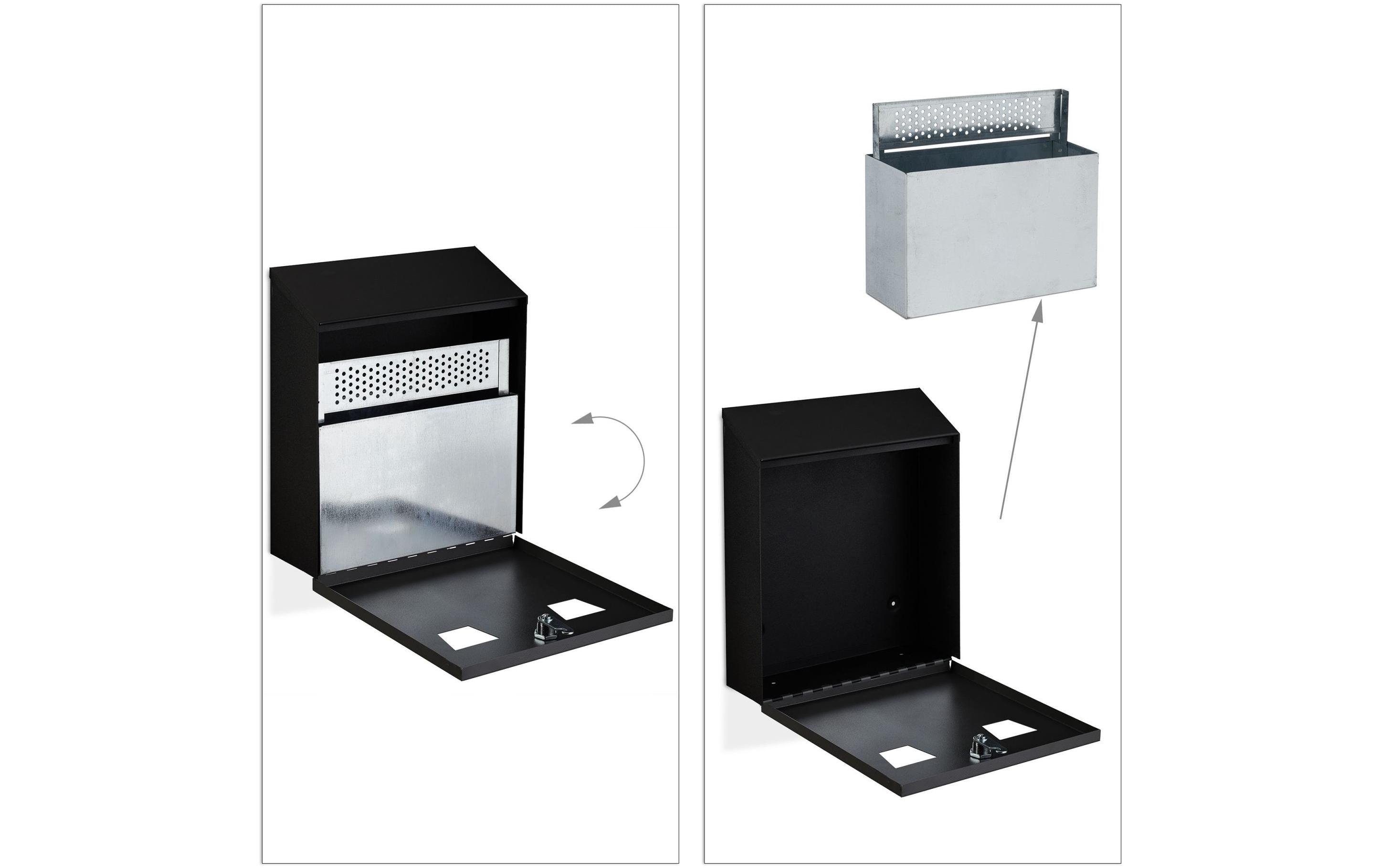 relaxdays Wandascher für aussen Schwarz/Silber