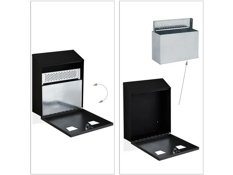 relaxdays Wandascher für aussen Schwarz/Silber relaxdays Wandascher für aussen Schwarz/Silber