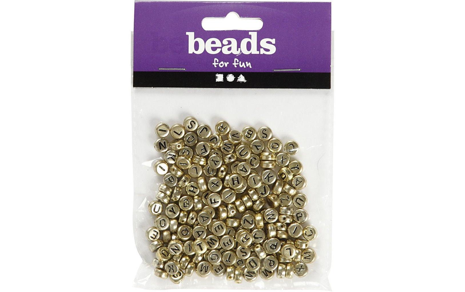 Creativ Company Buchstabenperlen 7 mm Kunststoff, Gold/Schwarz Creativ Company Buchstabenperlen 7 mm Kunststoff, Gold/Schwarz