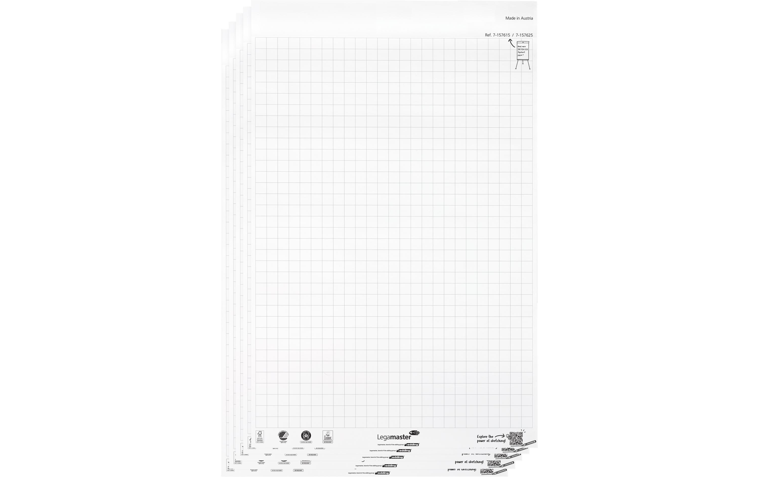 Legamaster Papierblock kariert 65 x 98 cm Hochweiss 5 Stück x 20 Blatt Legamaster Papierblock kariert 65 x 98 cm Hochweiss 5 Stück x 20 Blatt