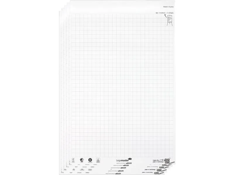Legamaster Papierblock kariert 65 x 98 cm Hochweiss 5 Stück x 20 Blatt Legamaster Papierblock kariert 65 x 98 cm Hochweiss 5 Stück x 20 Blatt
