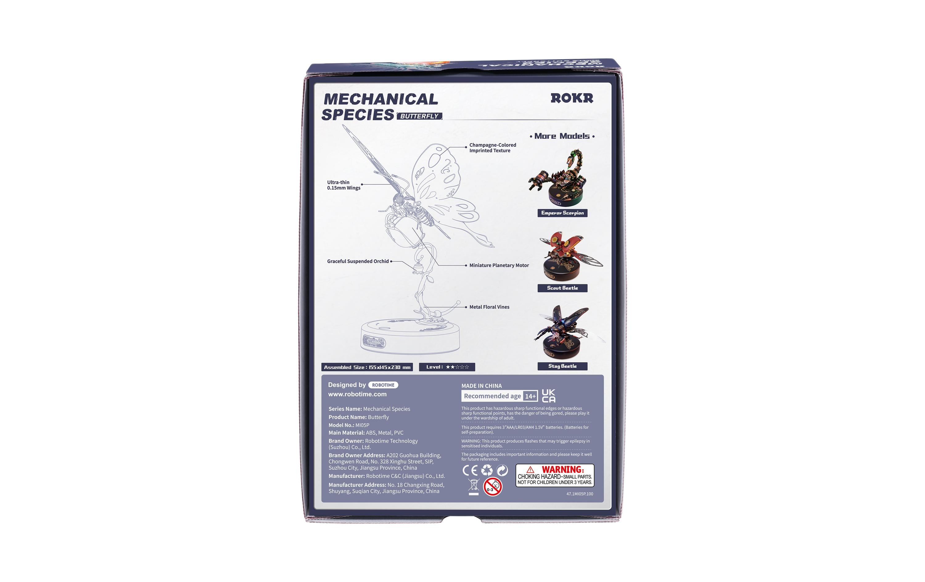 RoboTime Bausatz ROKR Mechanischer Blauer Schmetterling