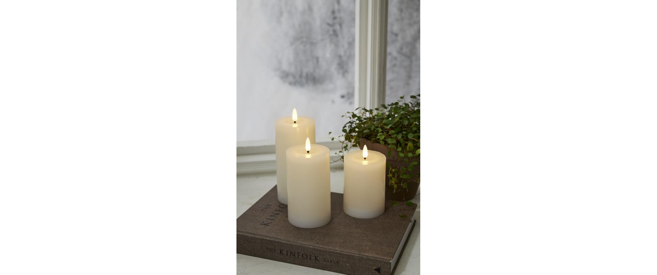 Star Trading LED-Kerze Flamme Flow, Ø 7.5 x 12.5 cm, Weiss