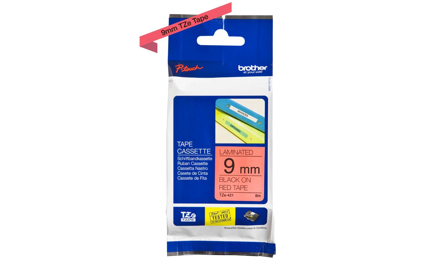 Brother Beschriftungsband TZe-421 Schwarz auf Rot