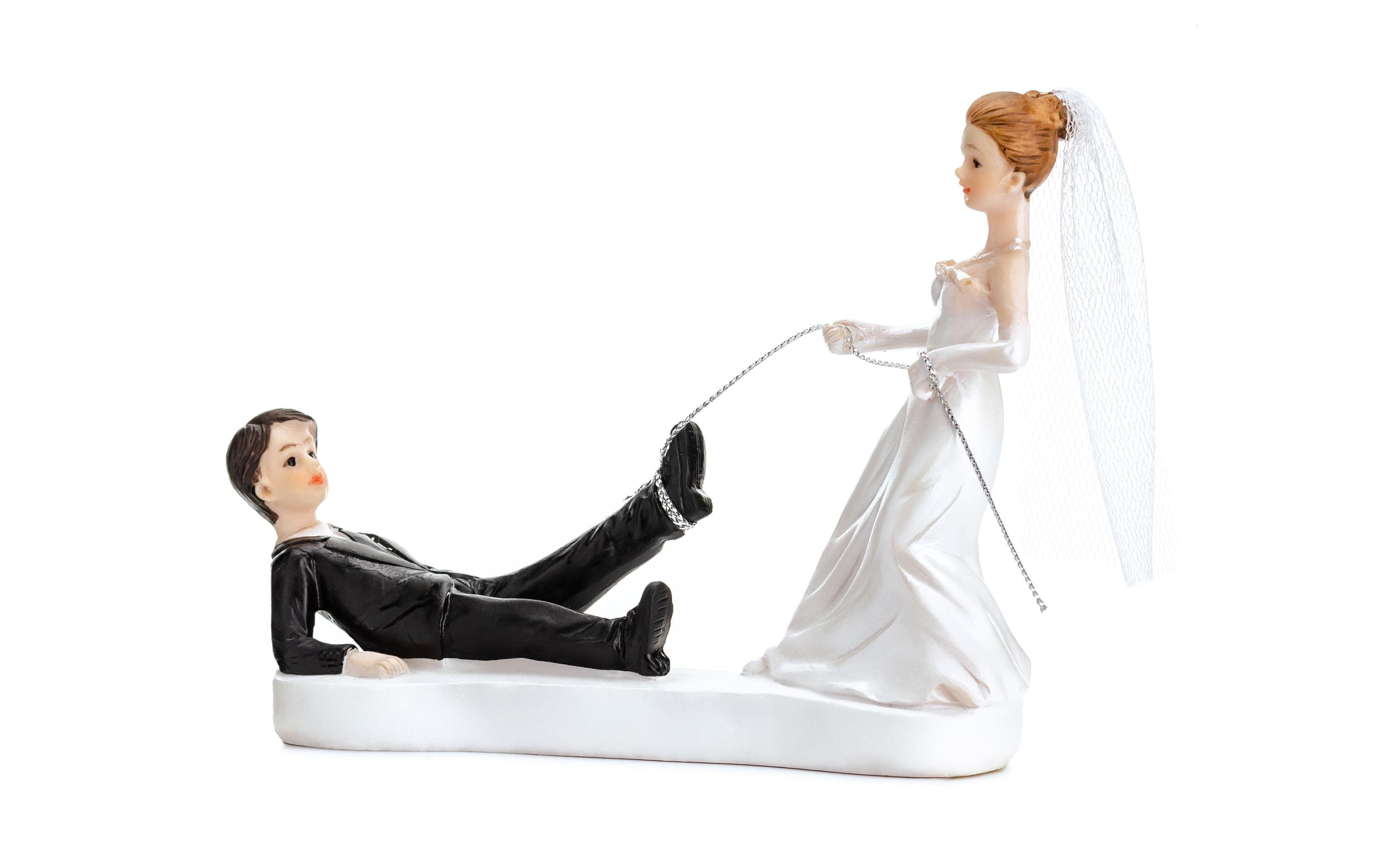 Partydeco Kuchen-Topper Figur Brautpaar Seil Weiss/Schwarz