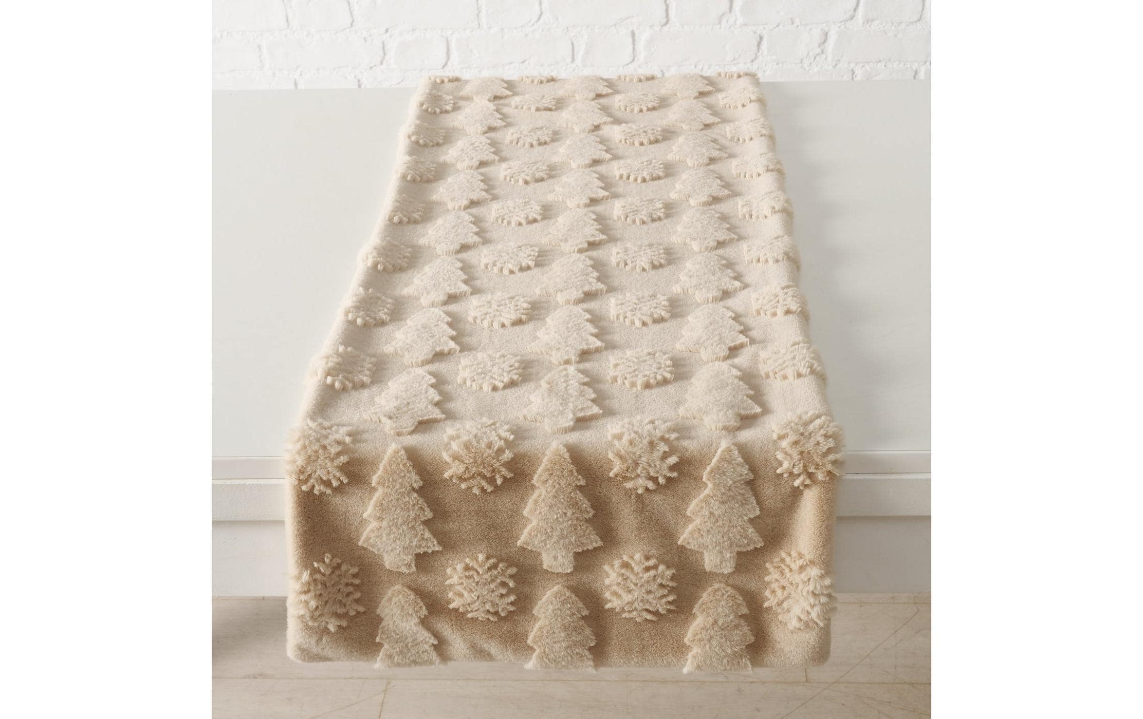 Boltze Tischläufer Naina Textil, 140 x 40 cm, Beige