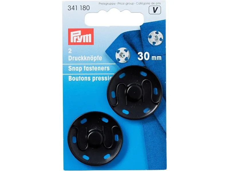 Prym Druckknöpfe Schwarz, 30 mm Prym Druckknöpfe Schwarz, 30 mm