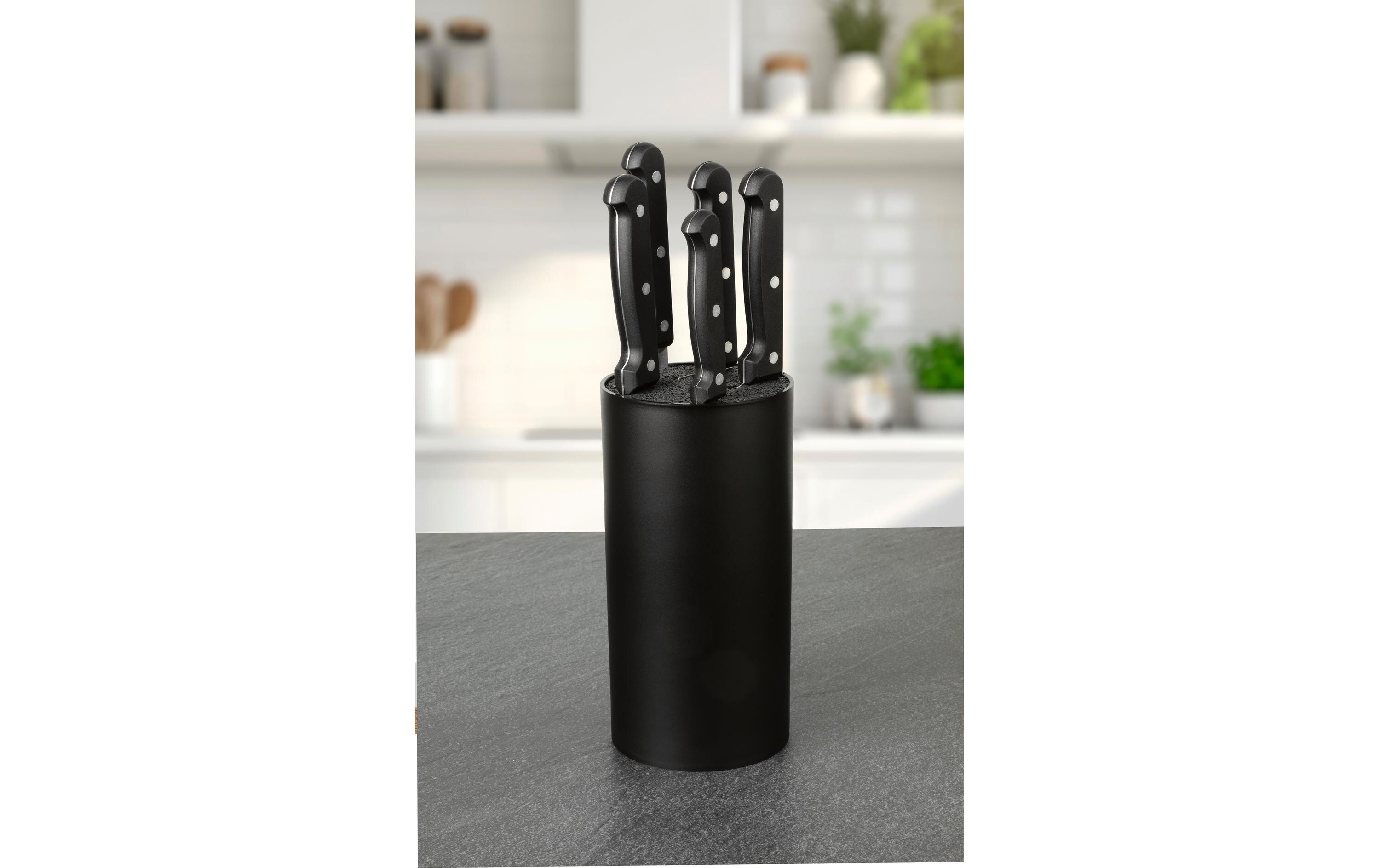 GOURMETmaxx Messerblock-Set mit Messer Edelstahl, 6-Teilig, Schwarz