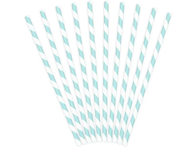 Partydeco Strohhalm 19.5 cm, 10 Stück, Hellblau/Weiss Partydeco Strohhalm 19.5 cm, 10 Stück, Hellblau/Weiss