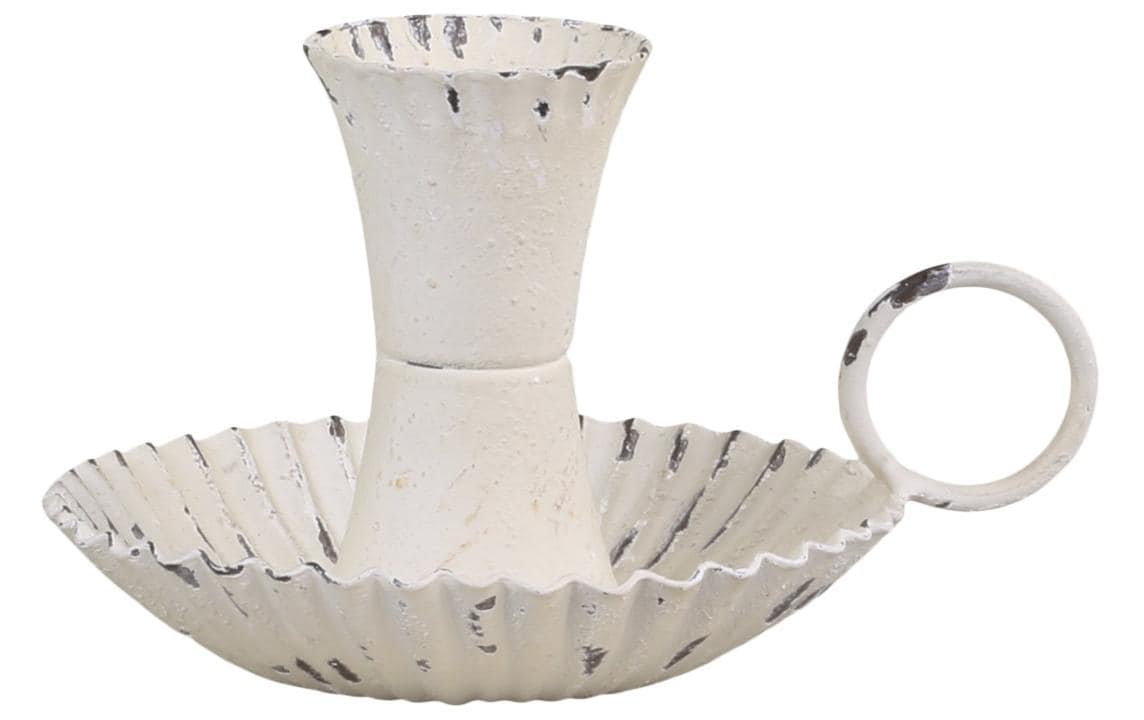 Chic Antique Kerzenhalter mit Henkel Weiss