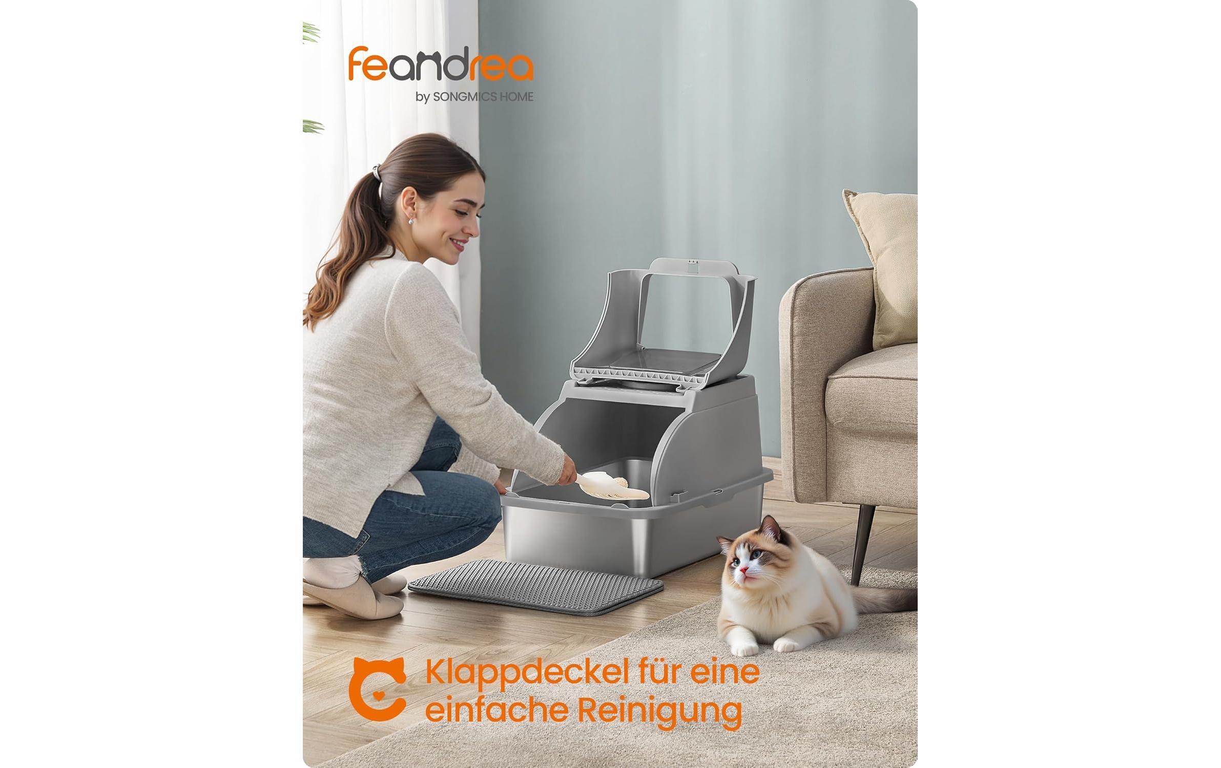 Feandrea Katzentoilette Edelstahl XL 61 x 41 x 36.5 cm