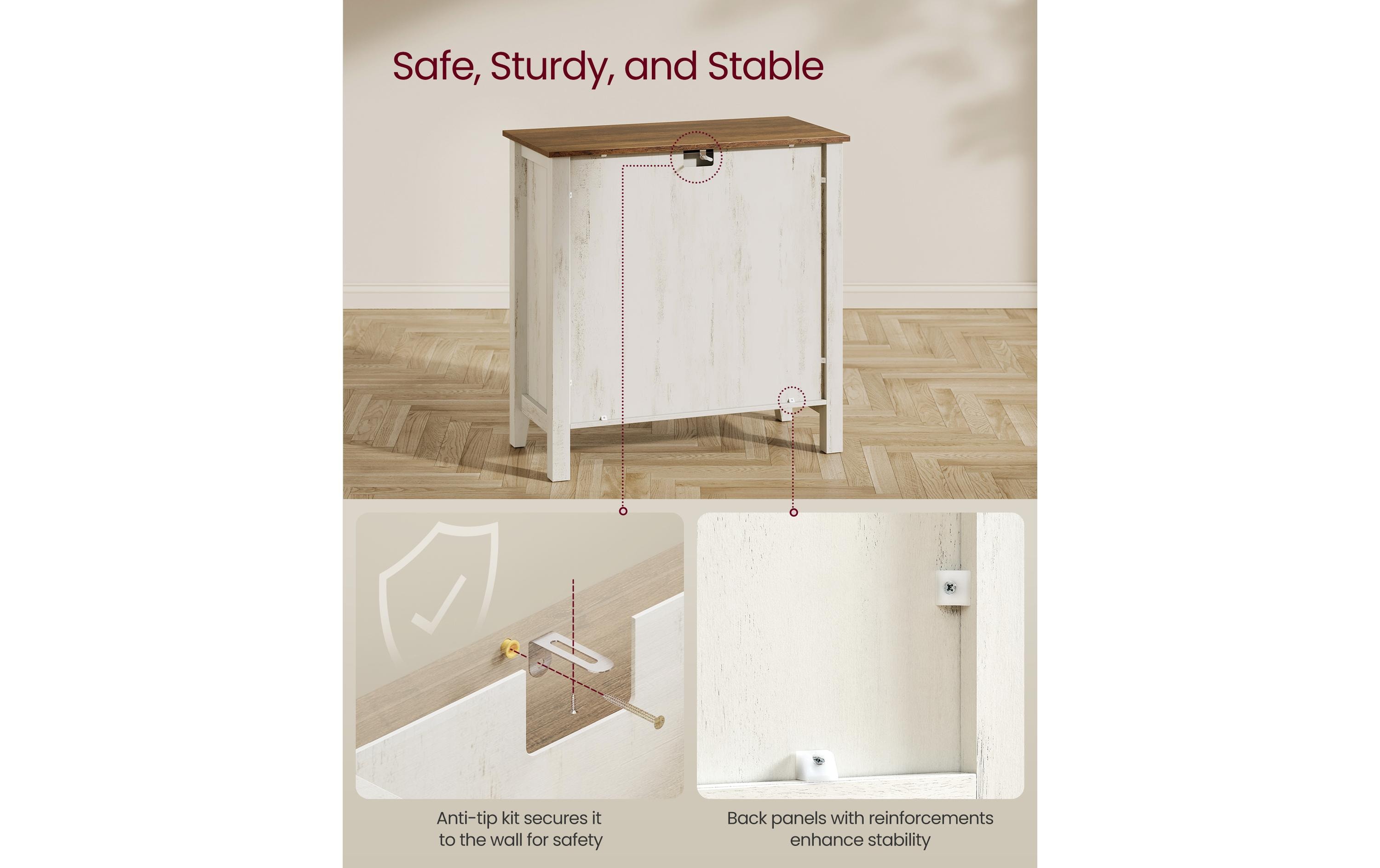 VASAGLE Kommode 80 x 80 cm, Beige/Weiss