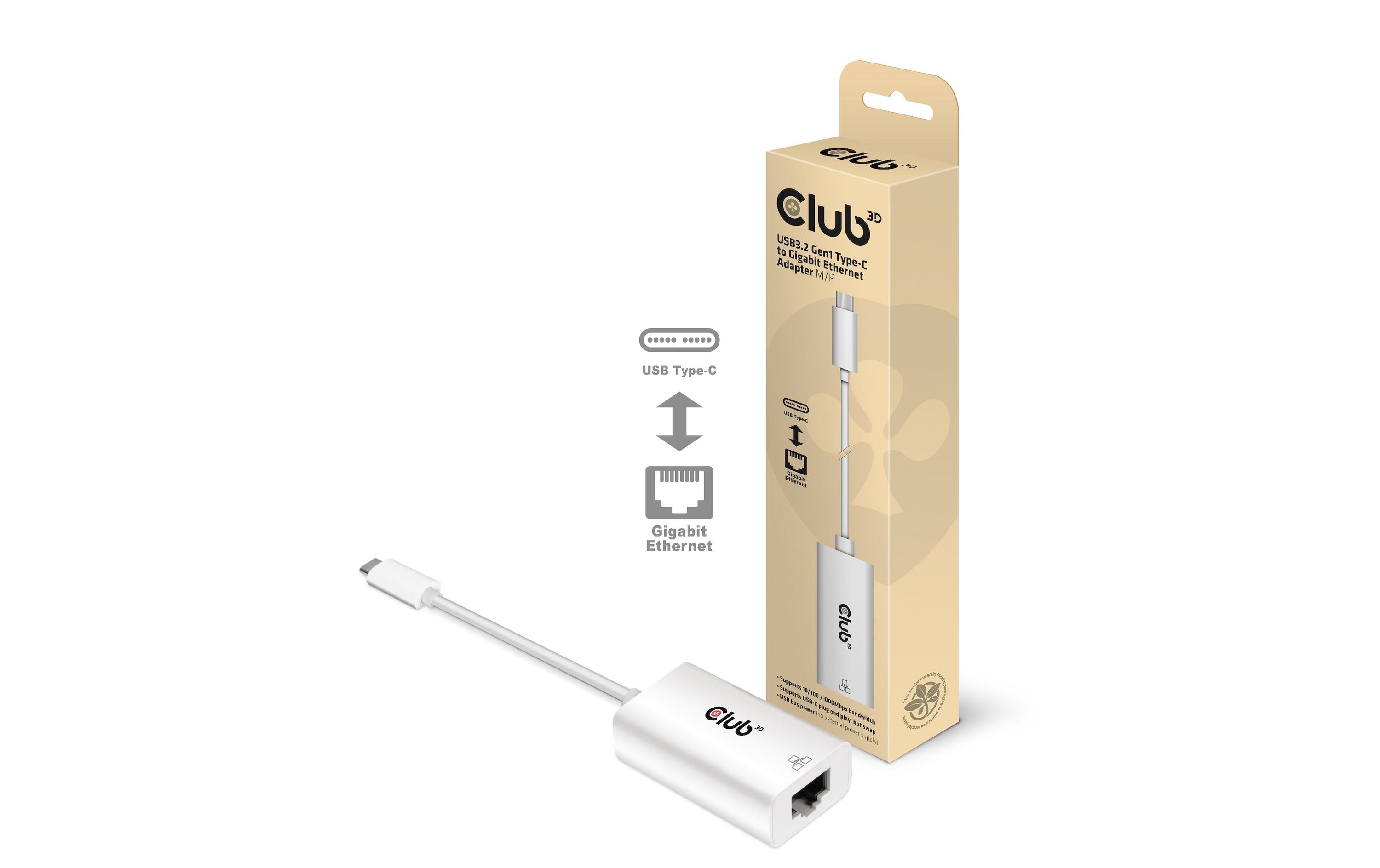 Club 3D Adapter USB 3.2 Type-C – RJ-45 USB Type-C - RJ-45