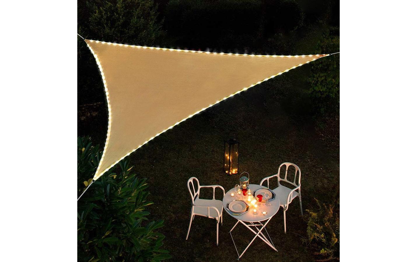 COCON Sonnensegel LED Solar, 360 cm, Dreieck, Beige