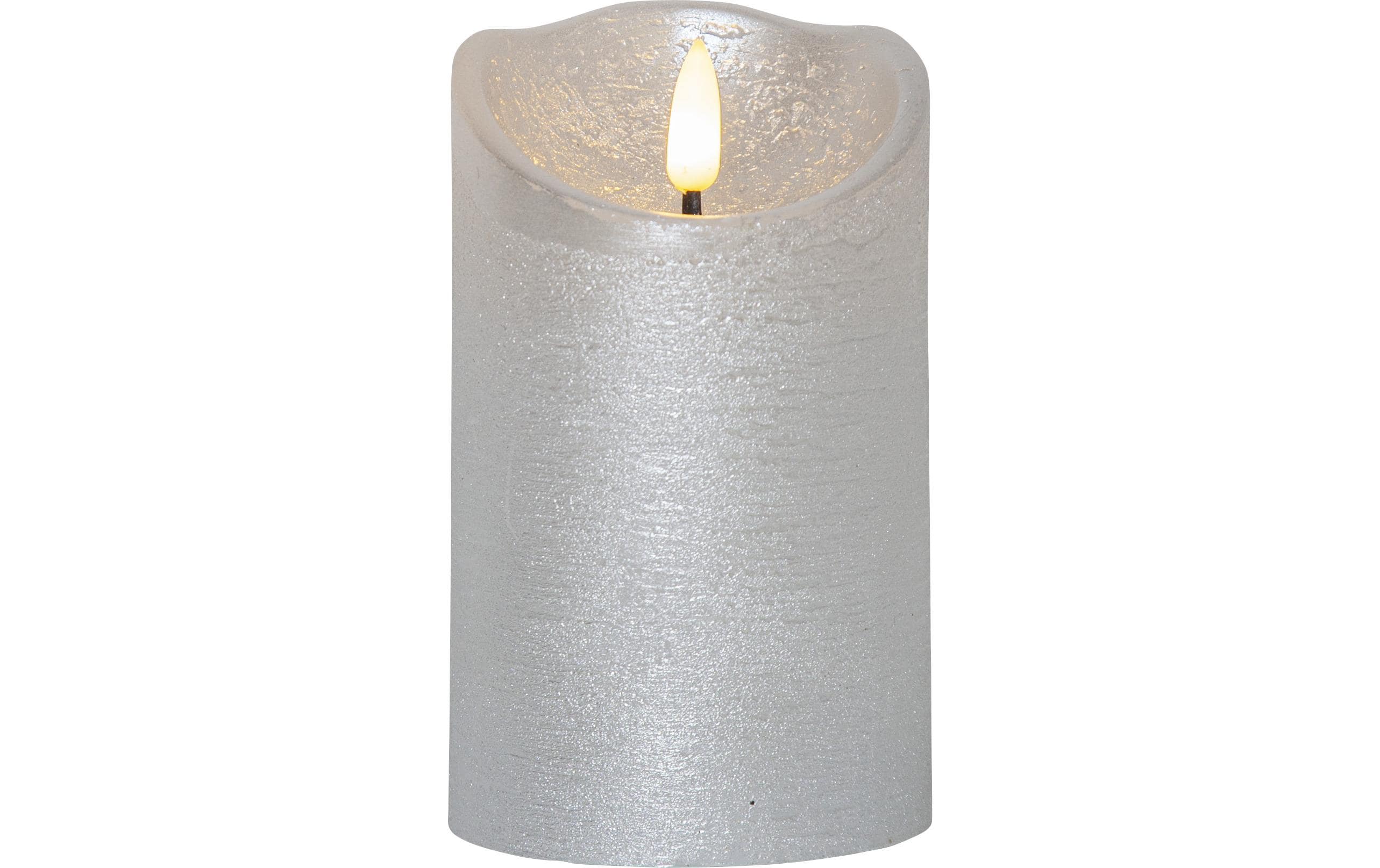 Star Trading LED-Kerze Flamme Rustic, Ø 7.5 x 12.5 cm, Silber