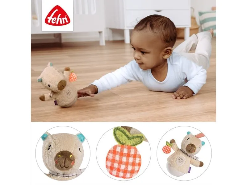 fehn Mini-Stehauf Capybara, Plüsch / Velours, Beige, 15 cm
