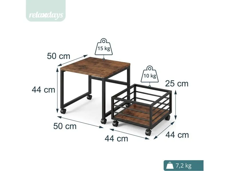 relaxdays Mini-Kühlschrankständer, Schwarz/Braun