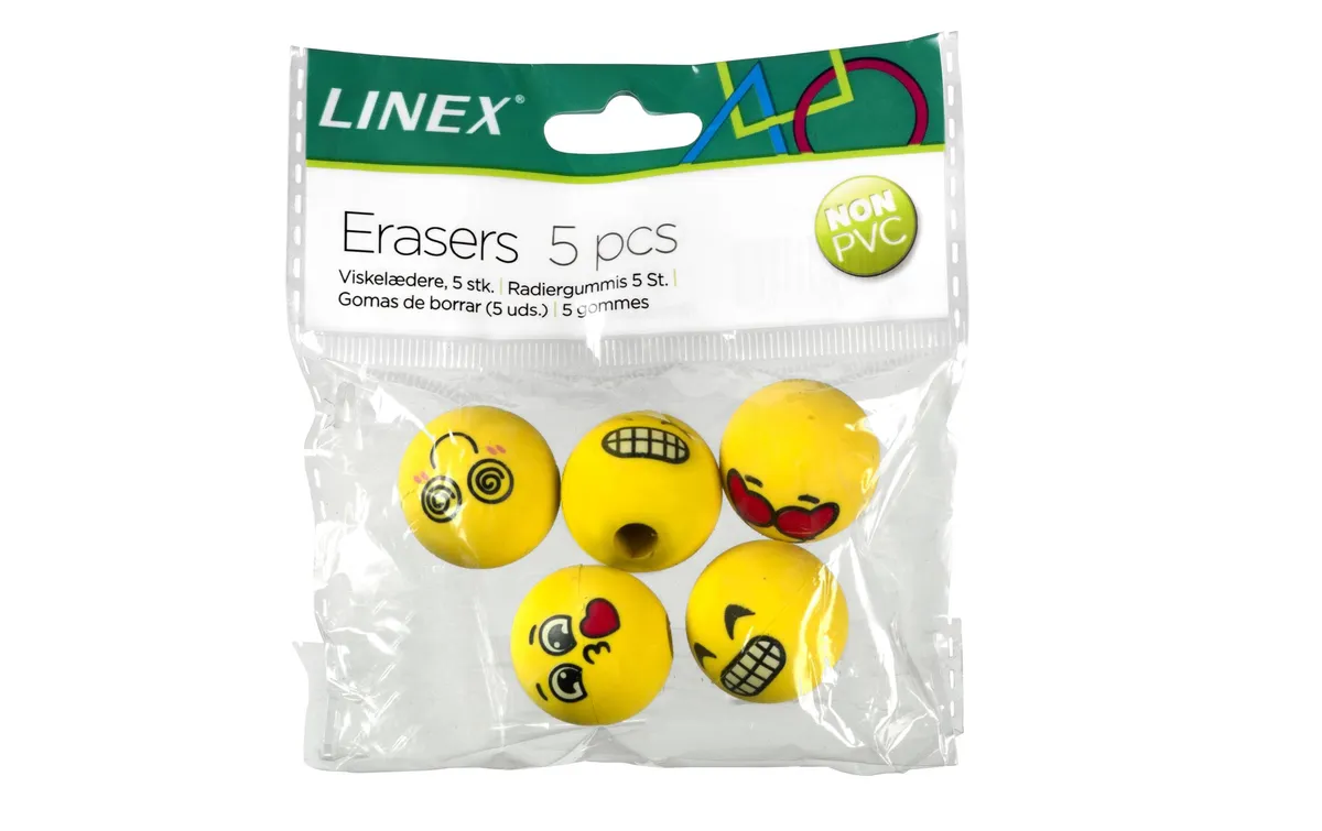 Linex Radiergummi lustige Gesichter 5 Stück, Gelb Linex Radiergummi lustige Gesichter 5 Stück, Gelb