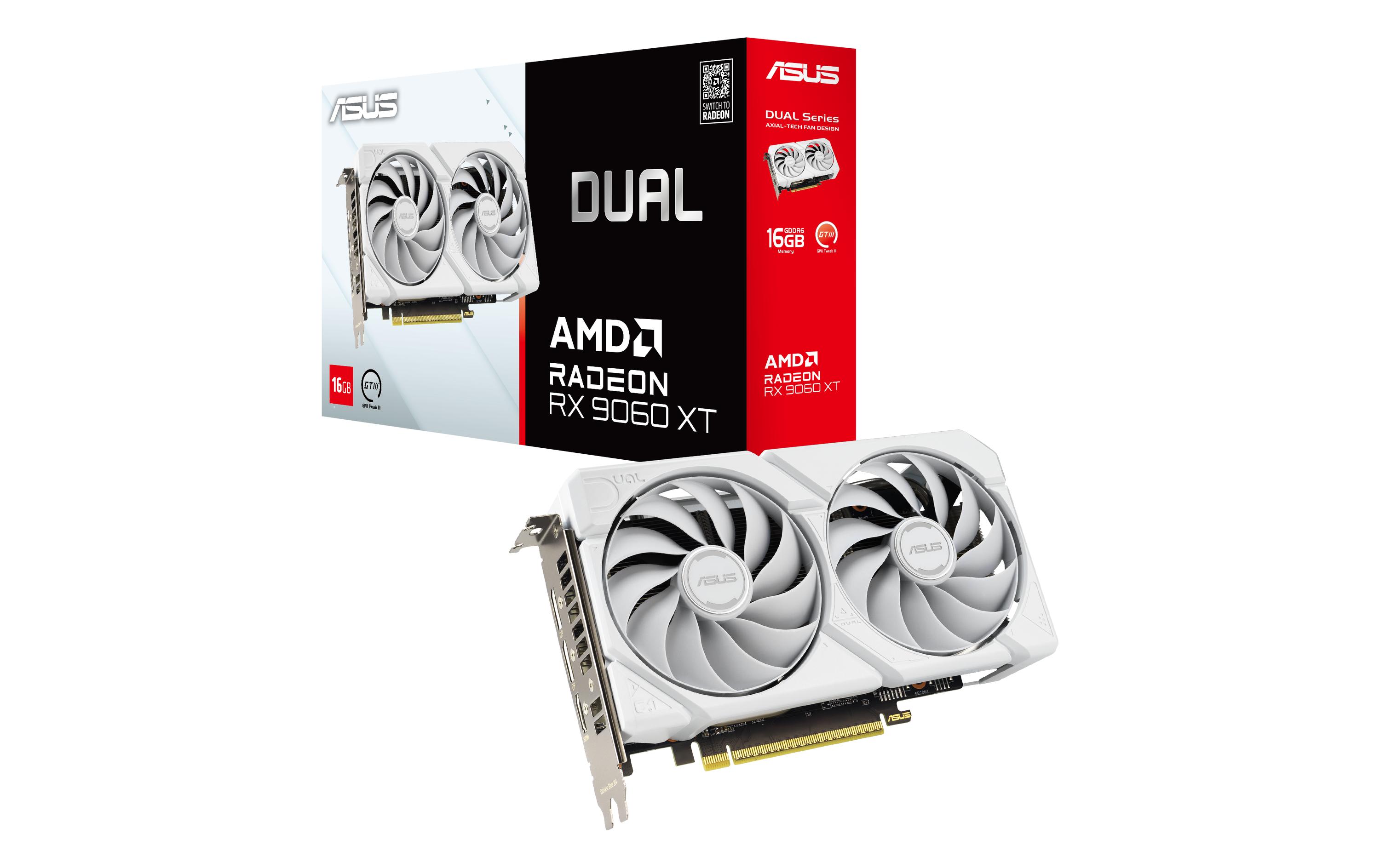 ASUS Grafikkarte Dual Radeon RX9060XT 16G Weiss