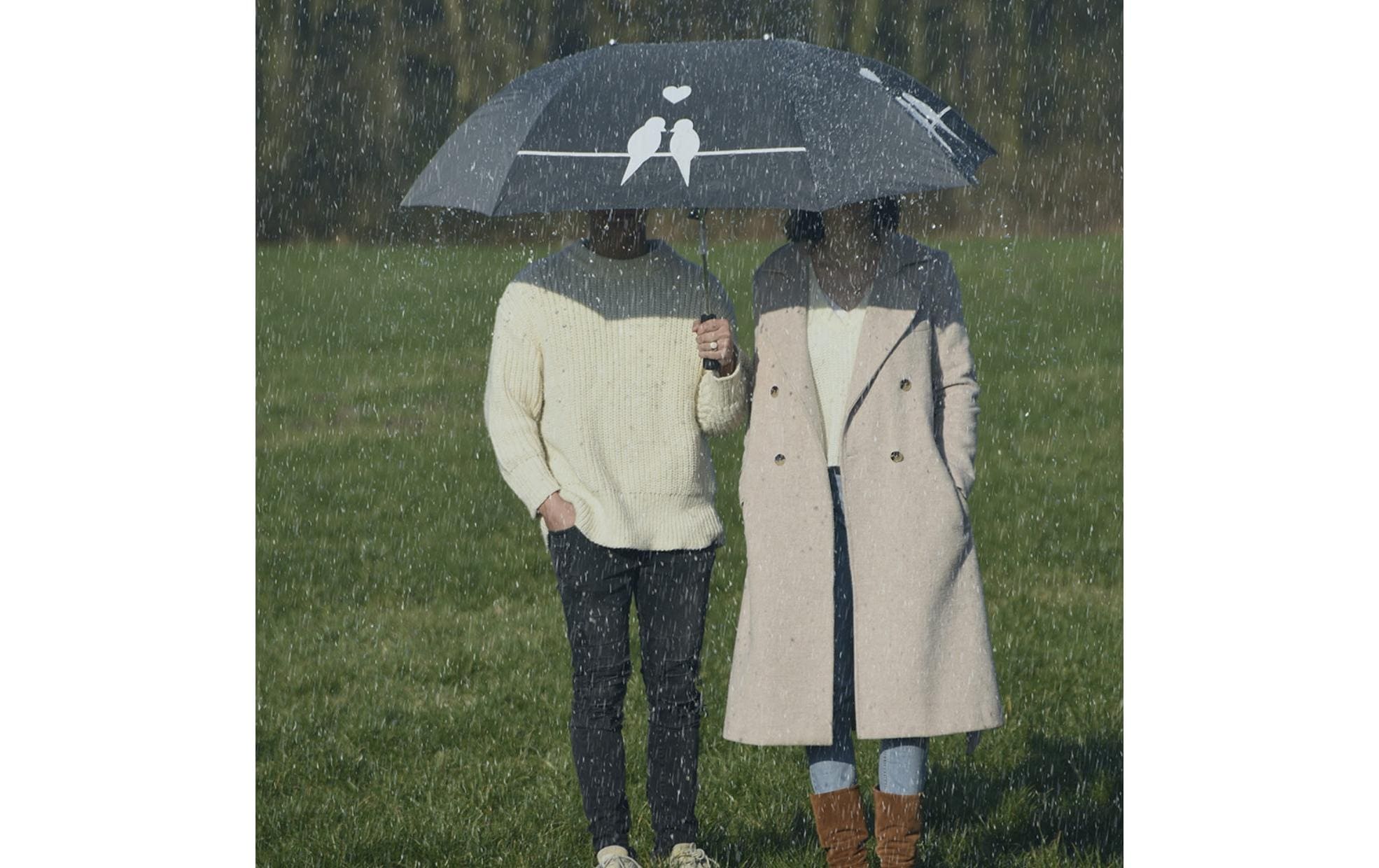 Esschert Design Partner-Regenschirm XL Grau/Schwarz