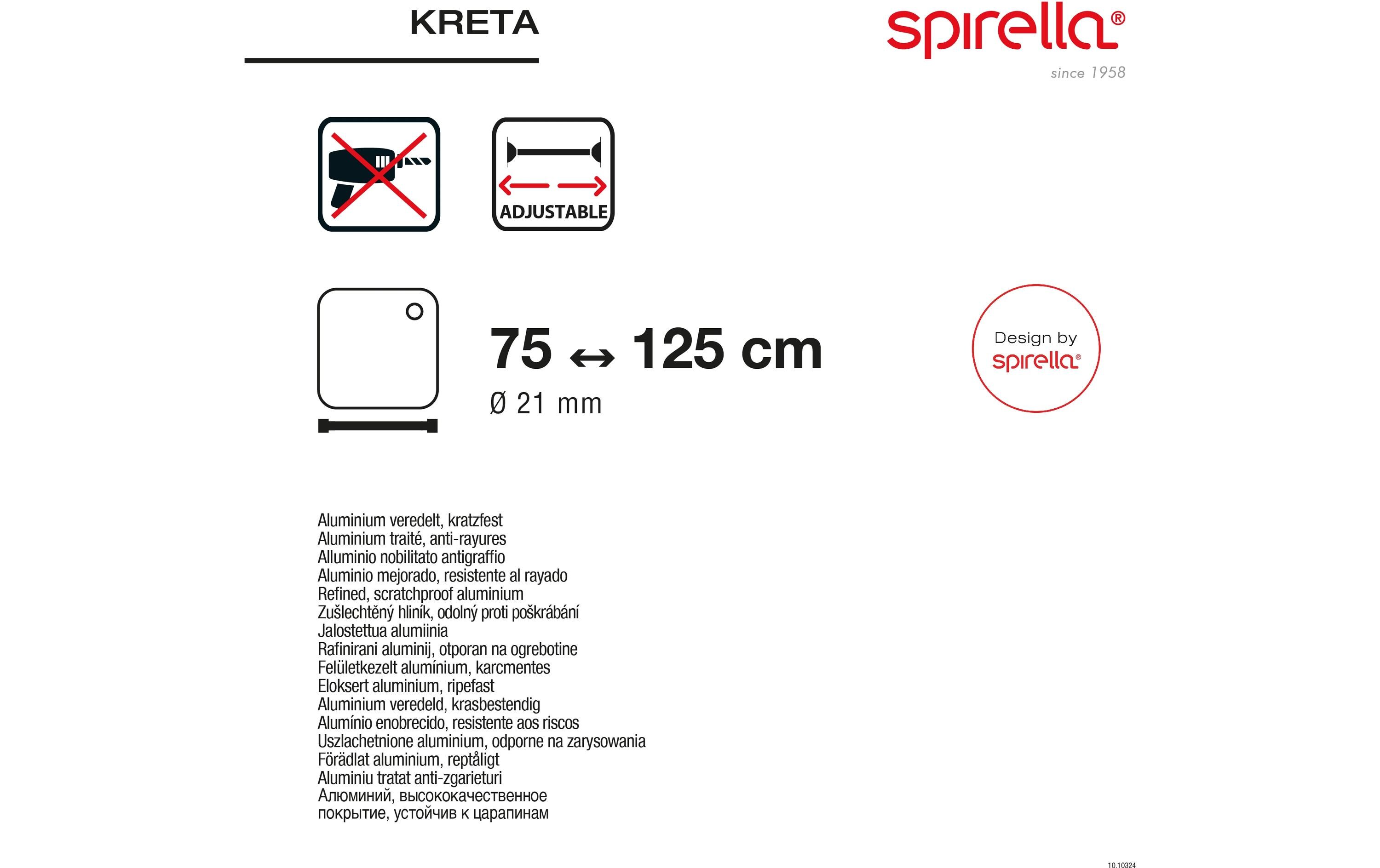 spirella Duschvorhangstange Kreta 75/125 x 3.5 cm, Weiss
