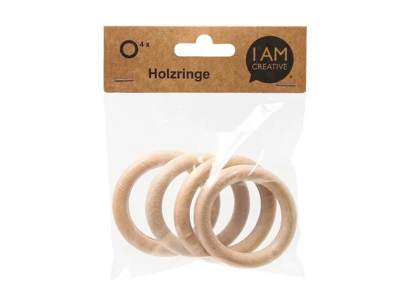 lalana Holzring Hölzerner Ring 6.5 cm, 4 Stück