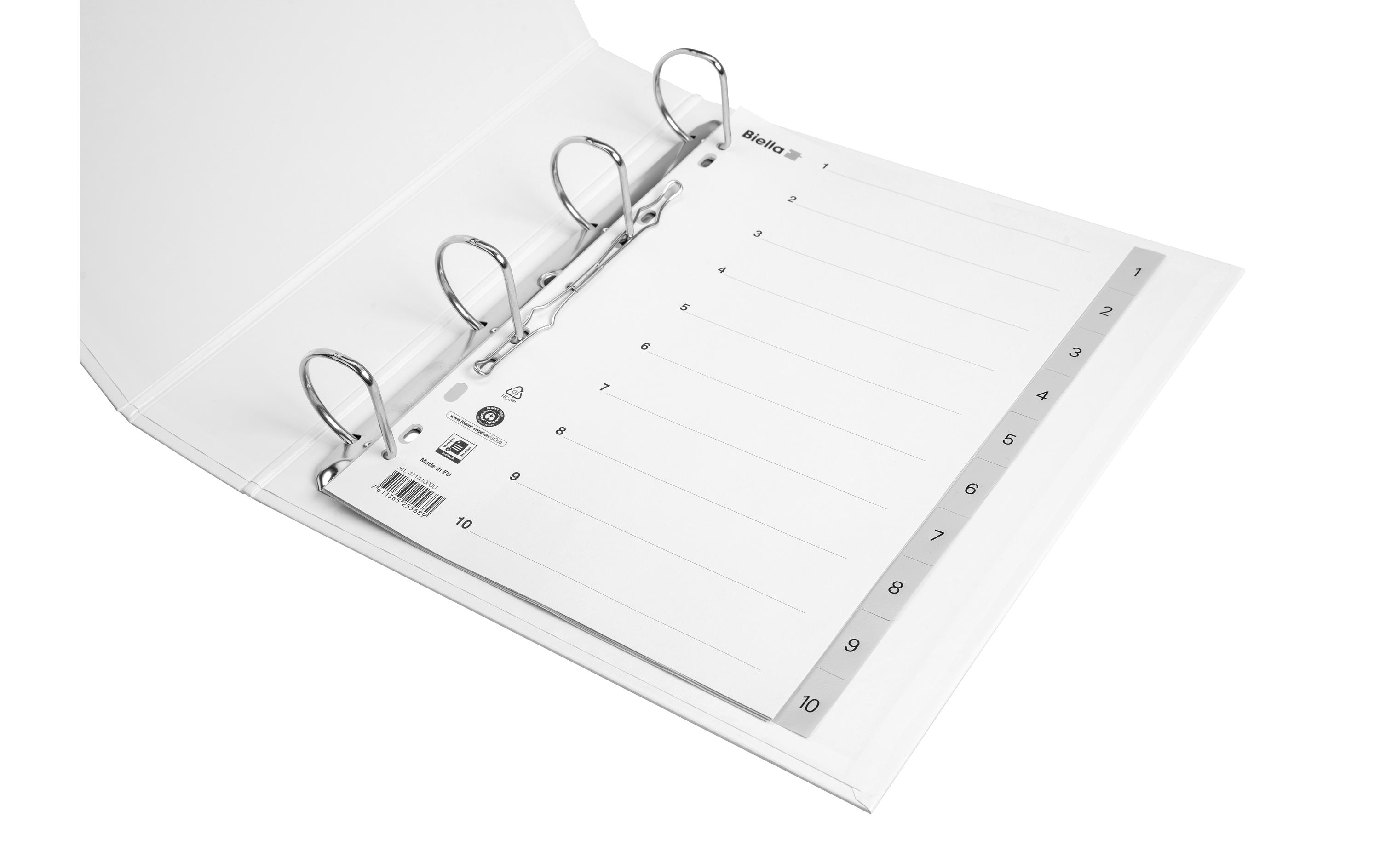 Biella Register A4 1-10 Grau mit Indexblatt