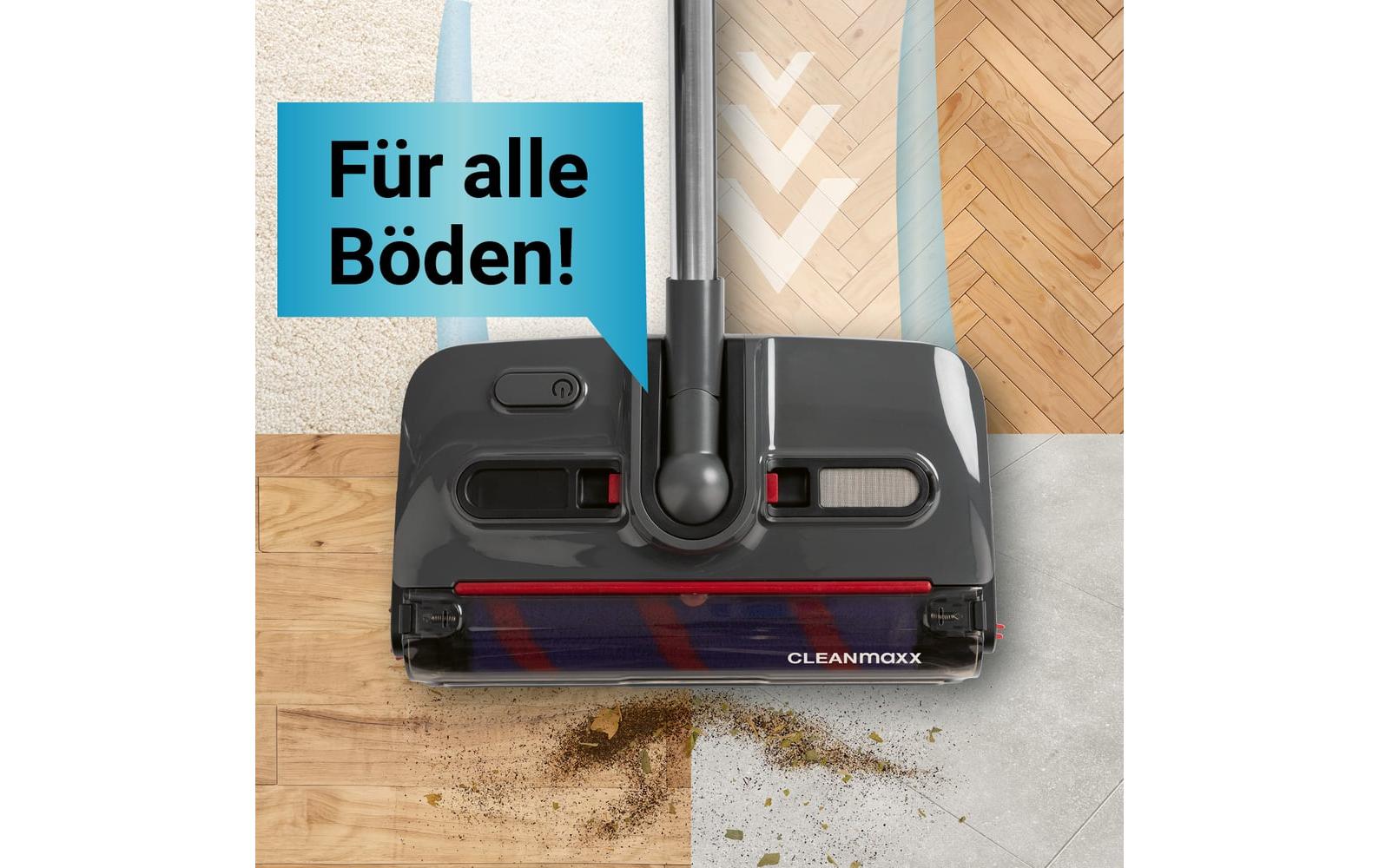 CLEANmaxx Akku-Besen 15 W, USB-C, LED