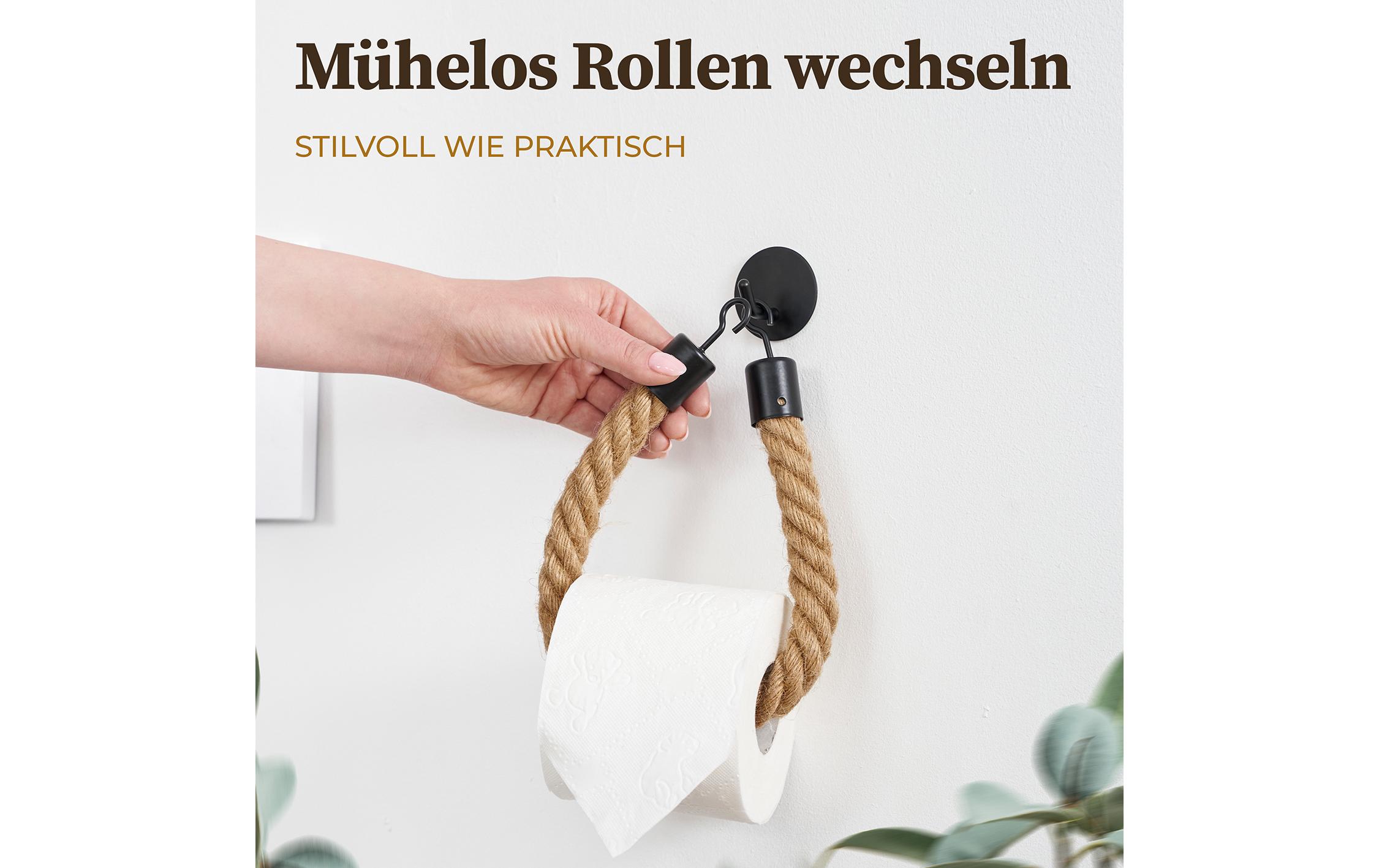 Hennez Toilettenpapierhalter Rope Stick Nature/Schwarz